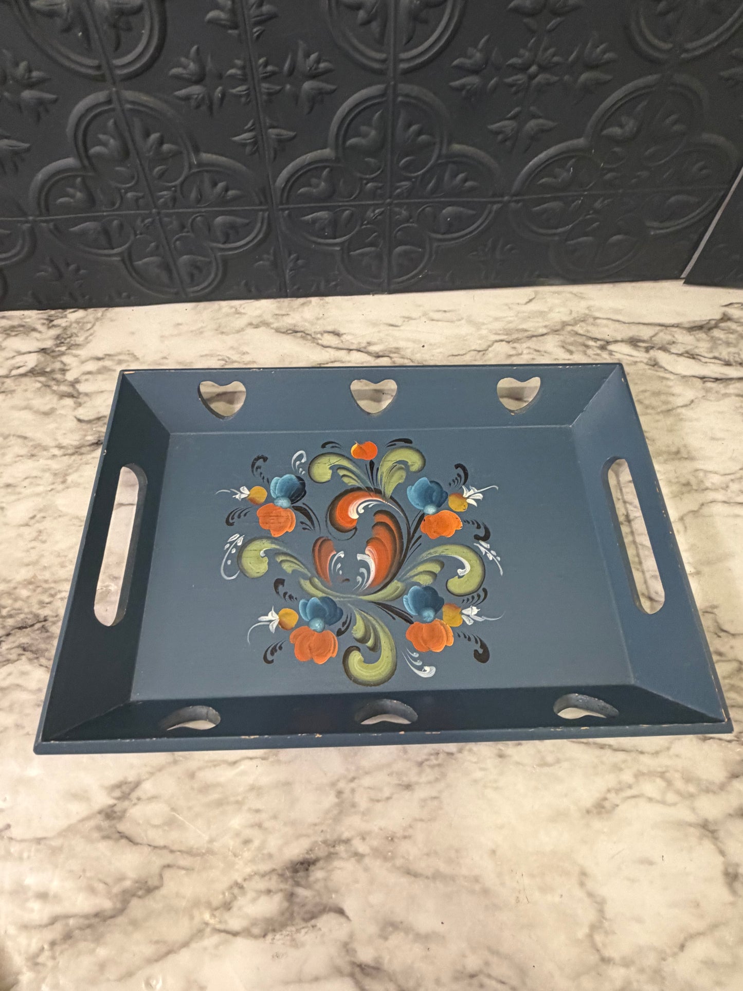 Norwegian Handpainted blue Tray