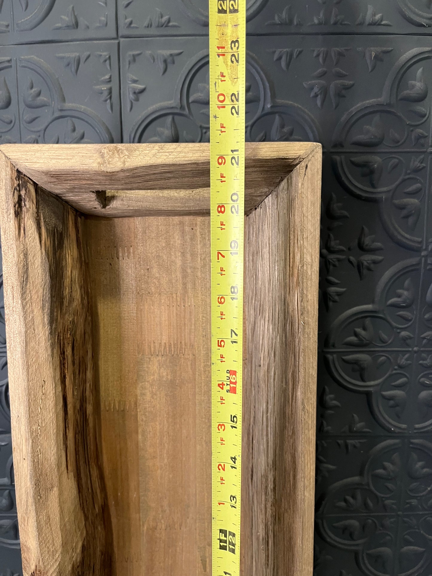 Long Rectangle Gray Wood Tray with Handles