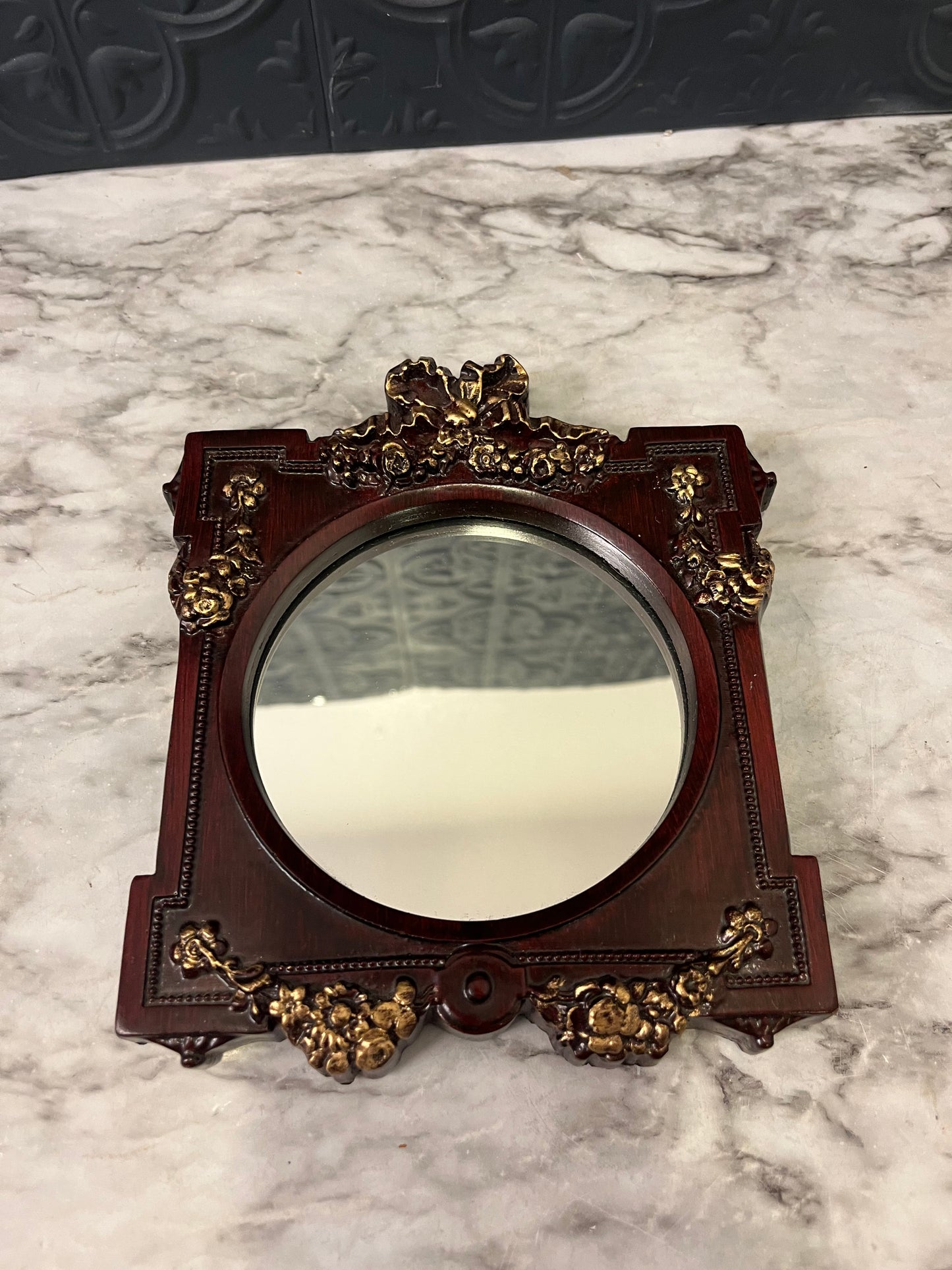 Dark Red and Gold Accent Mirror
