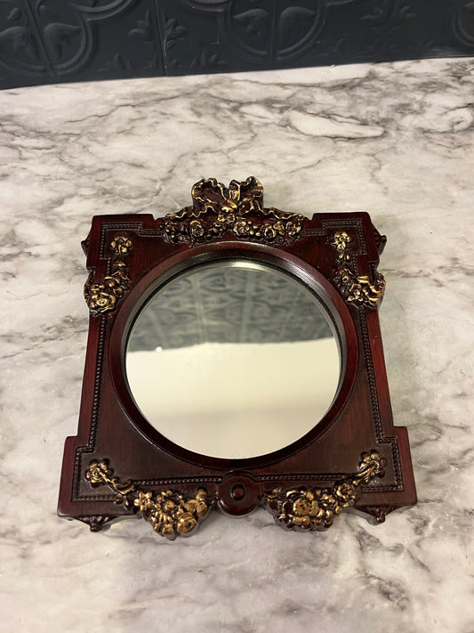 Dark Red and Gold Accent Mirror