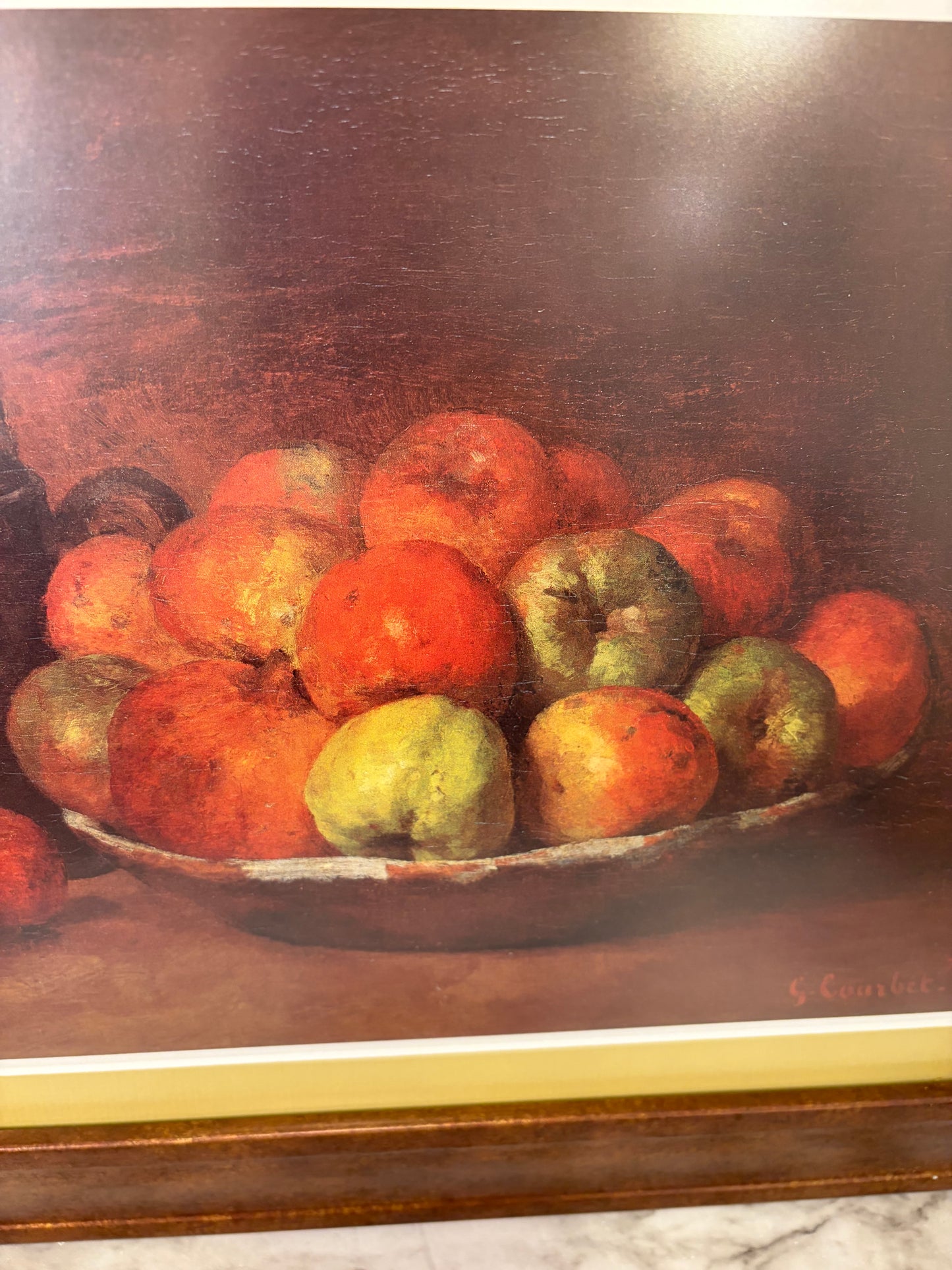 Framed Sill life with Apples and Pomegranates