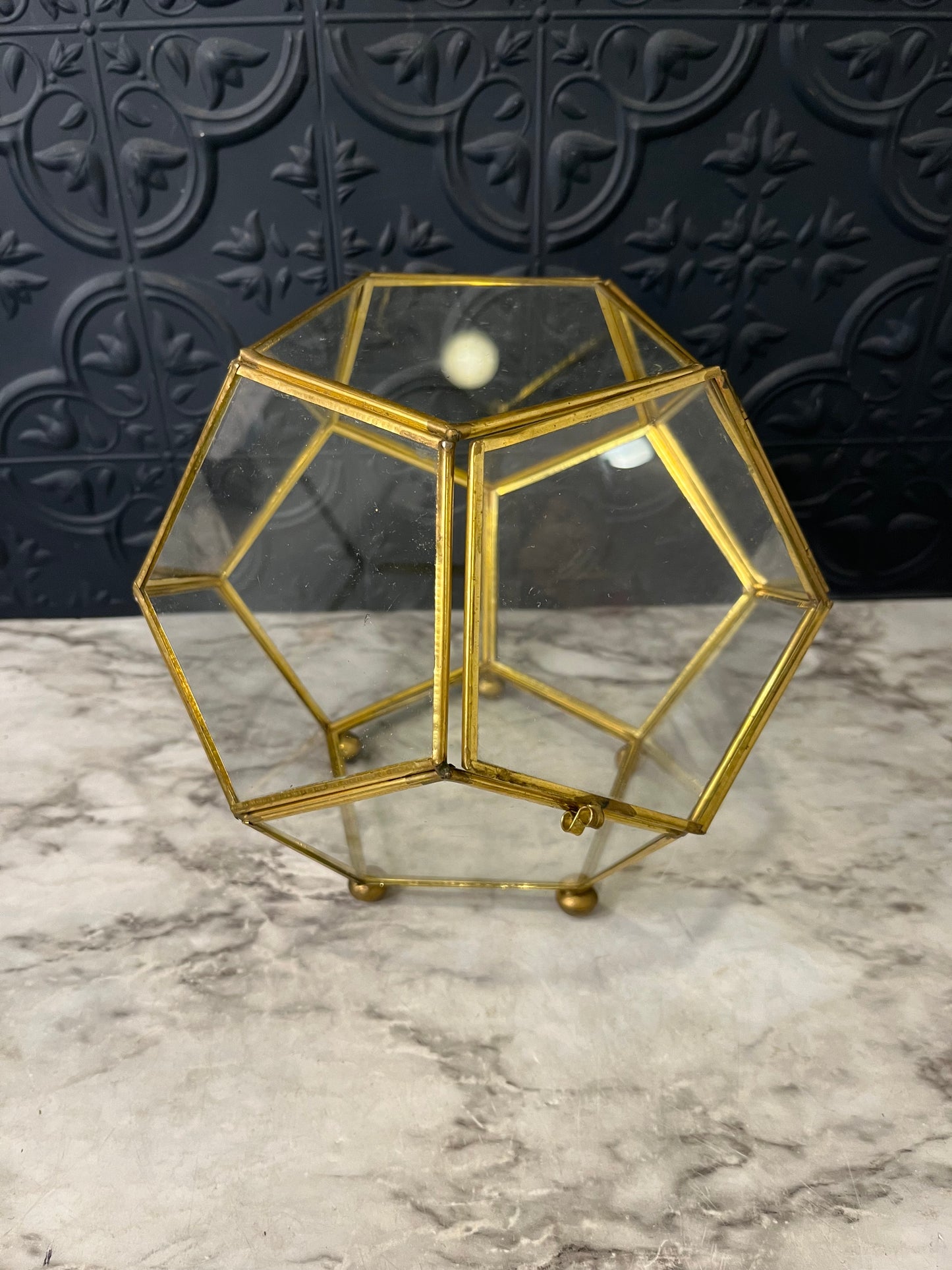Brass and Glass Geometric Box
