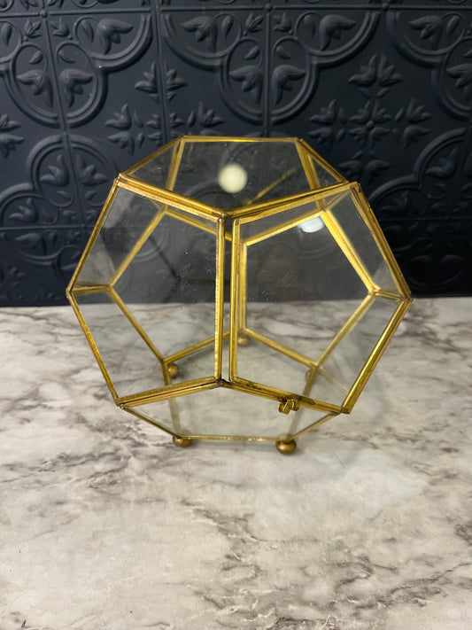 Brass and Glass Geometric Box