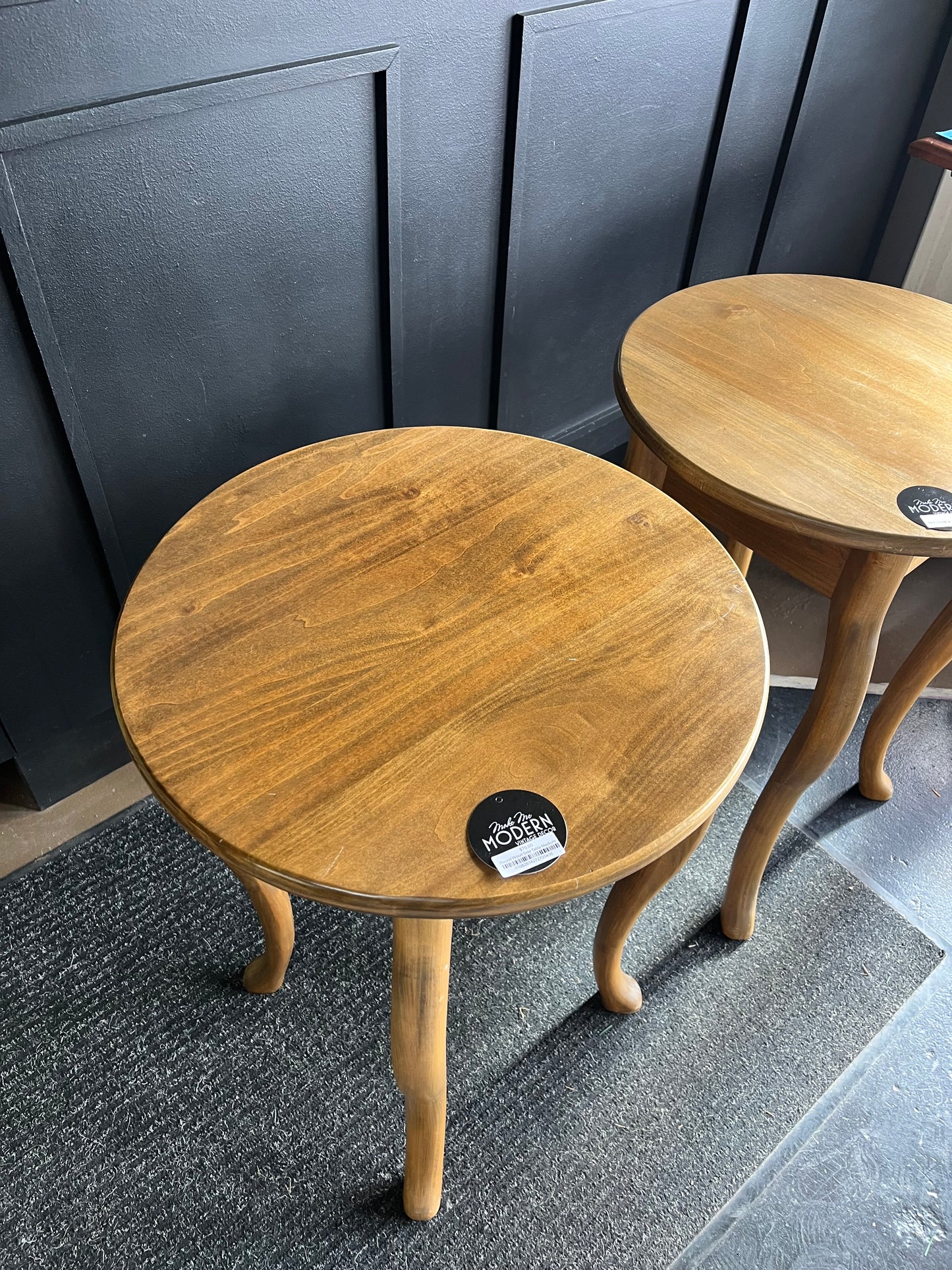 Round Wood Side Table Medium Tone