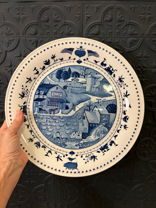 12" Blue and White Americana Plate