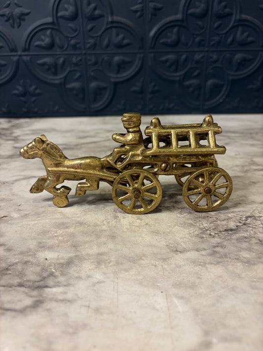 Brass Horse and Carriage with ladder