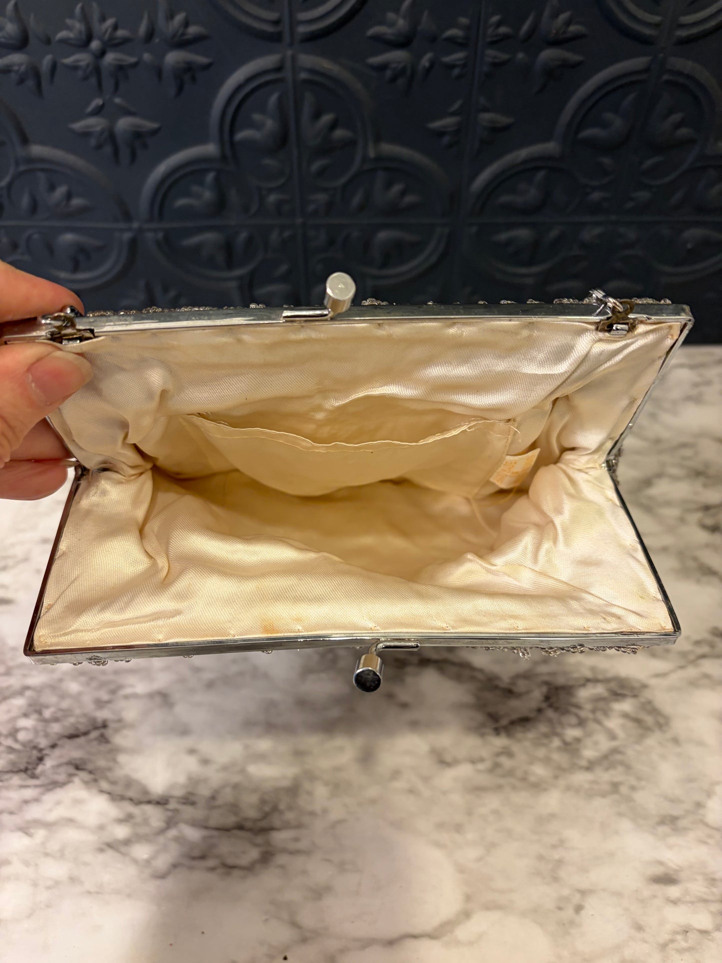 Vintage Silver Lame Clutch