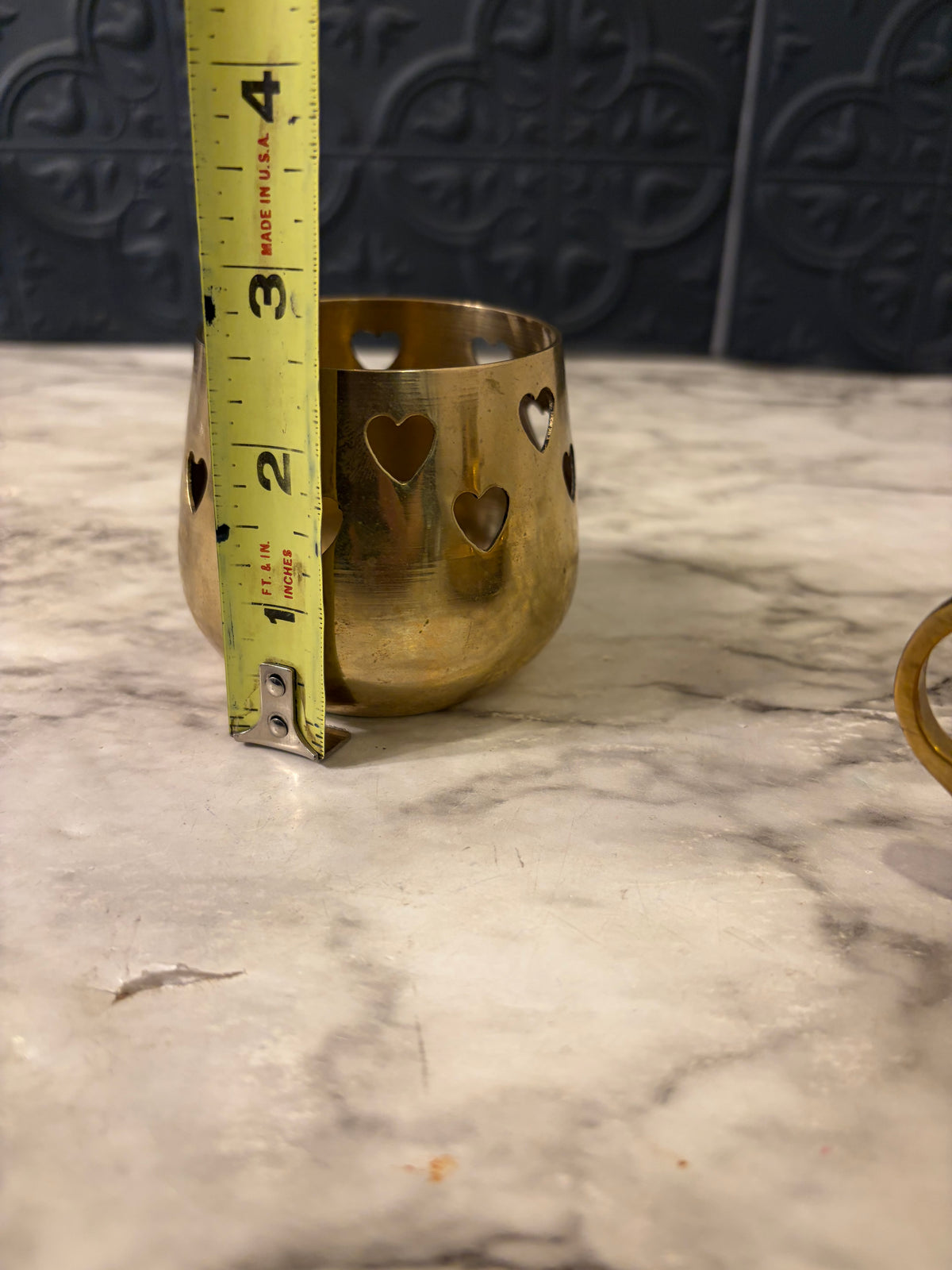 Brass Votive Holder with Heart Cutouts