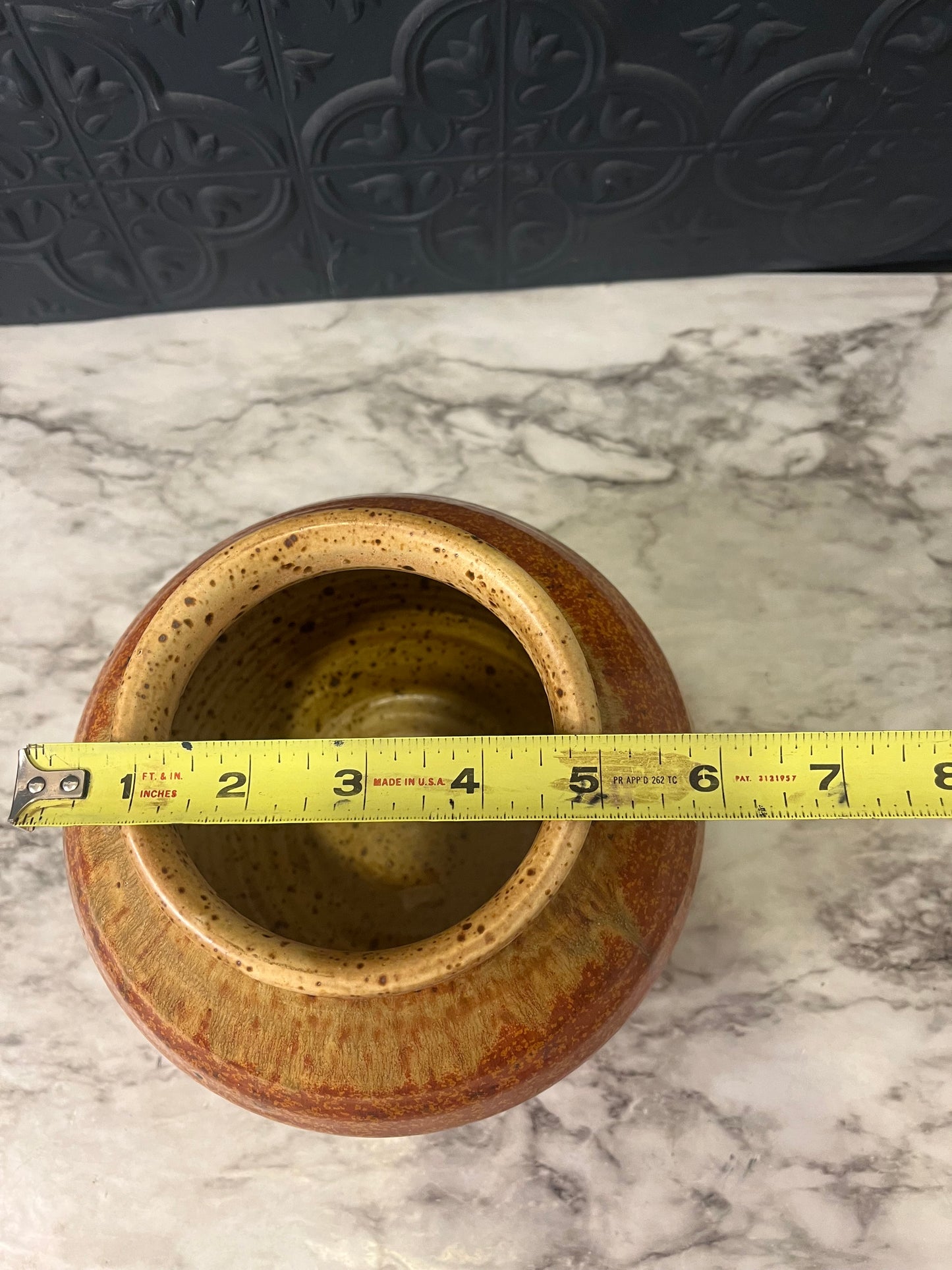 Orange and Brown Rim Pottery Vase