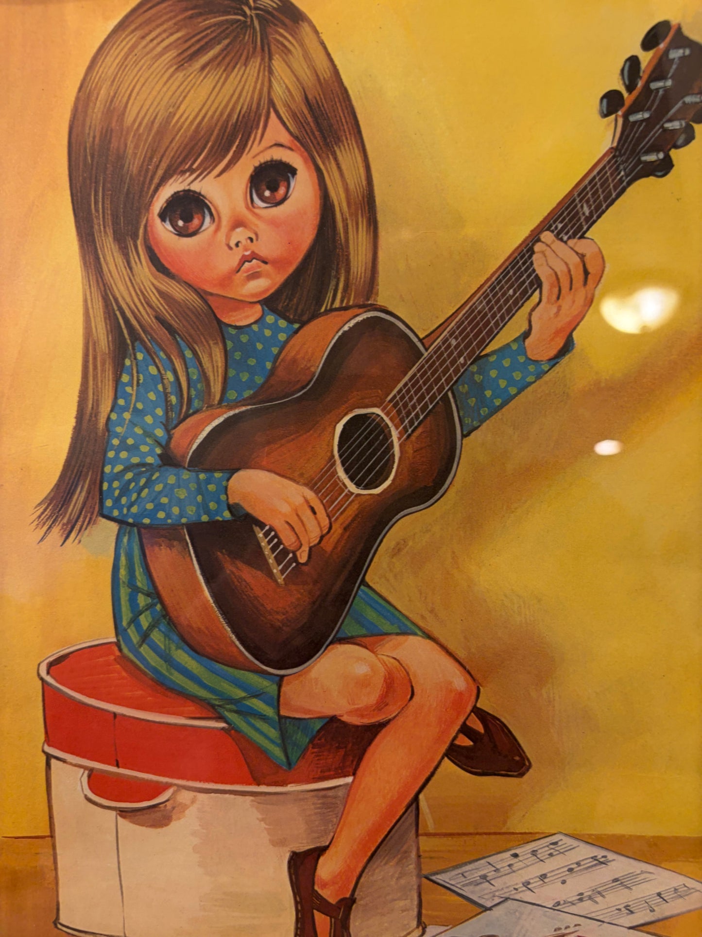 Eve Big Eye Girl Playing Guitar