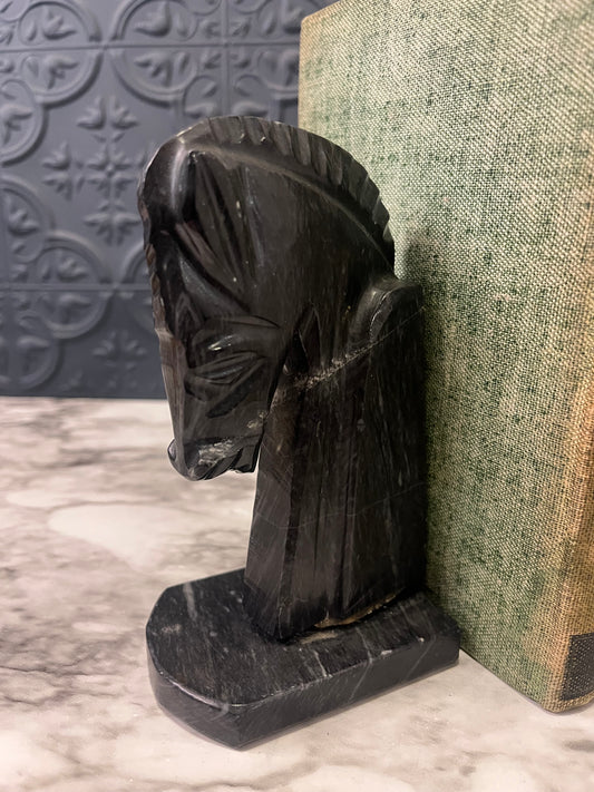 Black Onyx Horse Head Bookend 6"