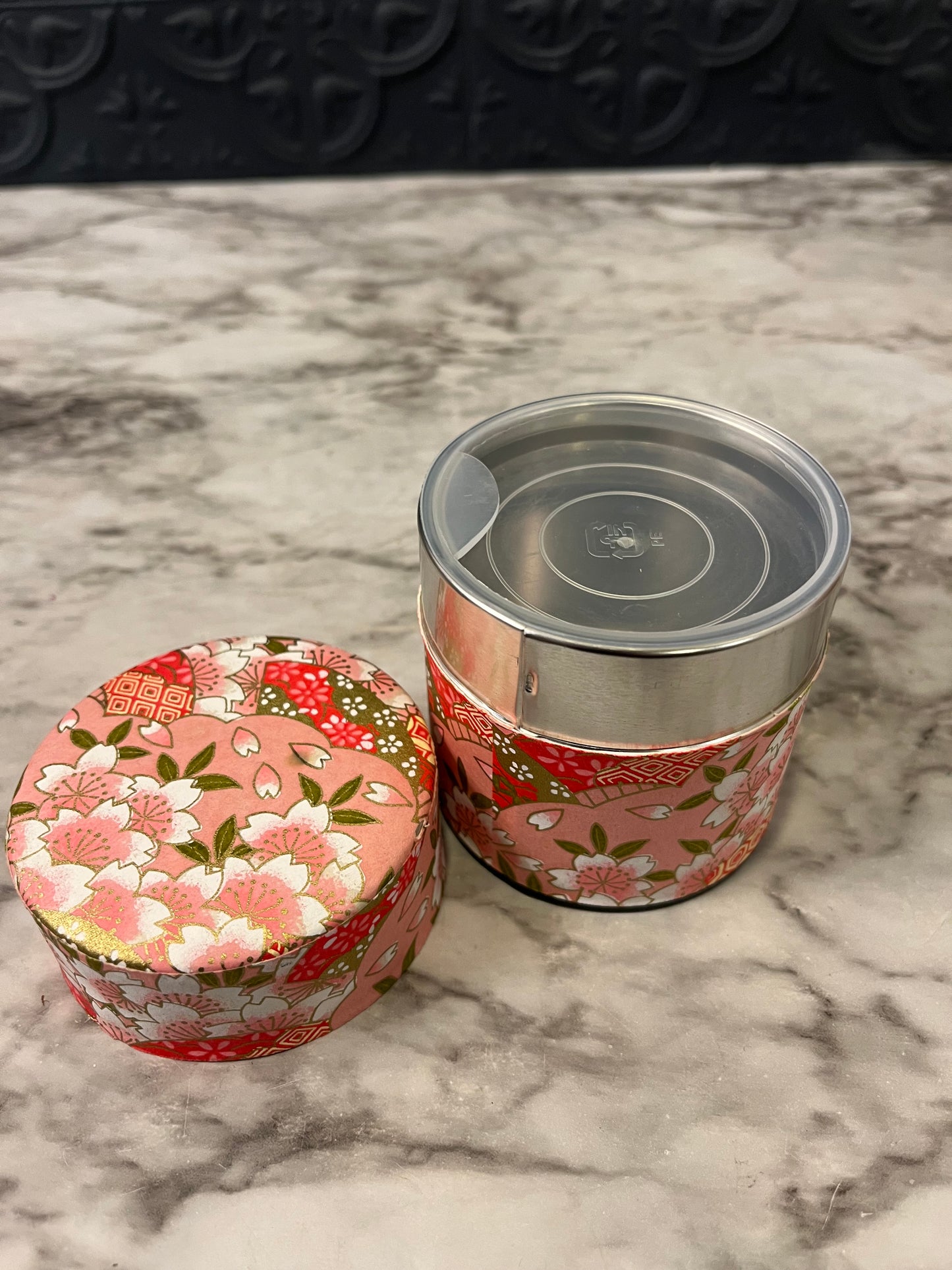 Pink and White Flower Small Canister
