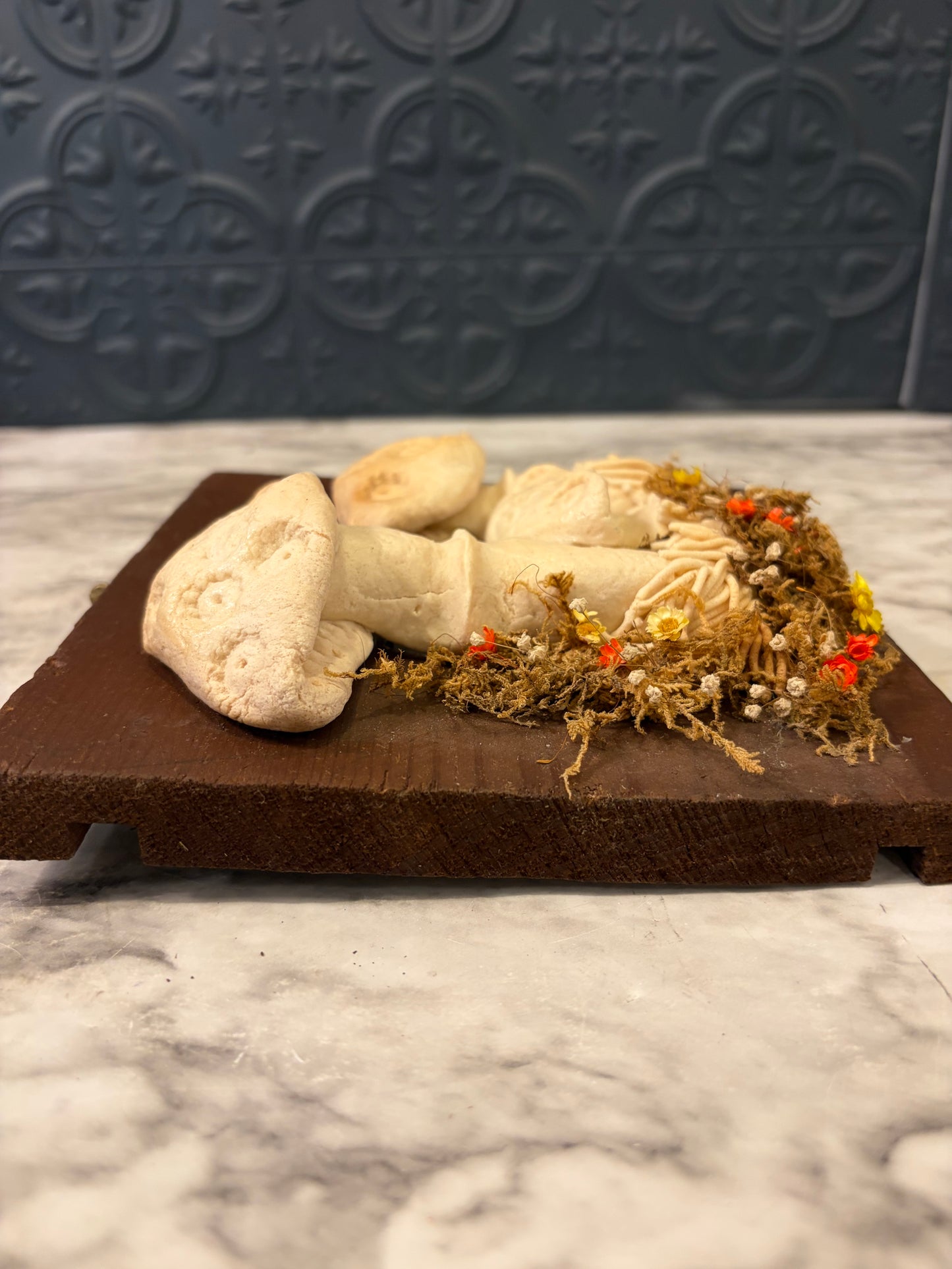 Handmade Mushrooms on Wood Large
