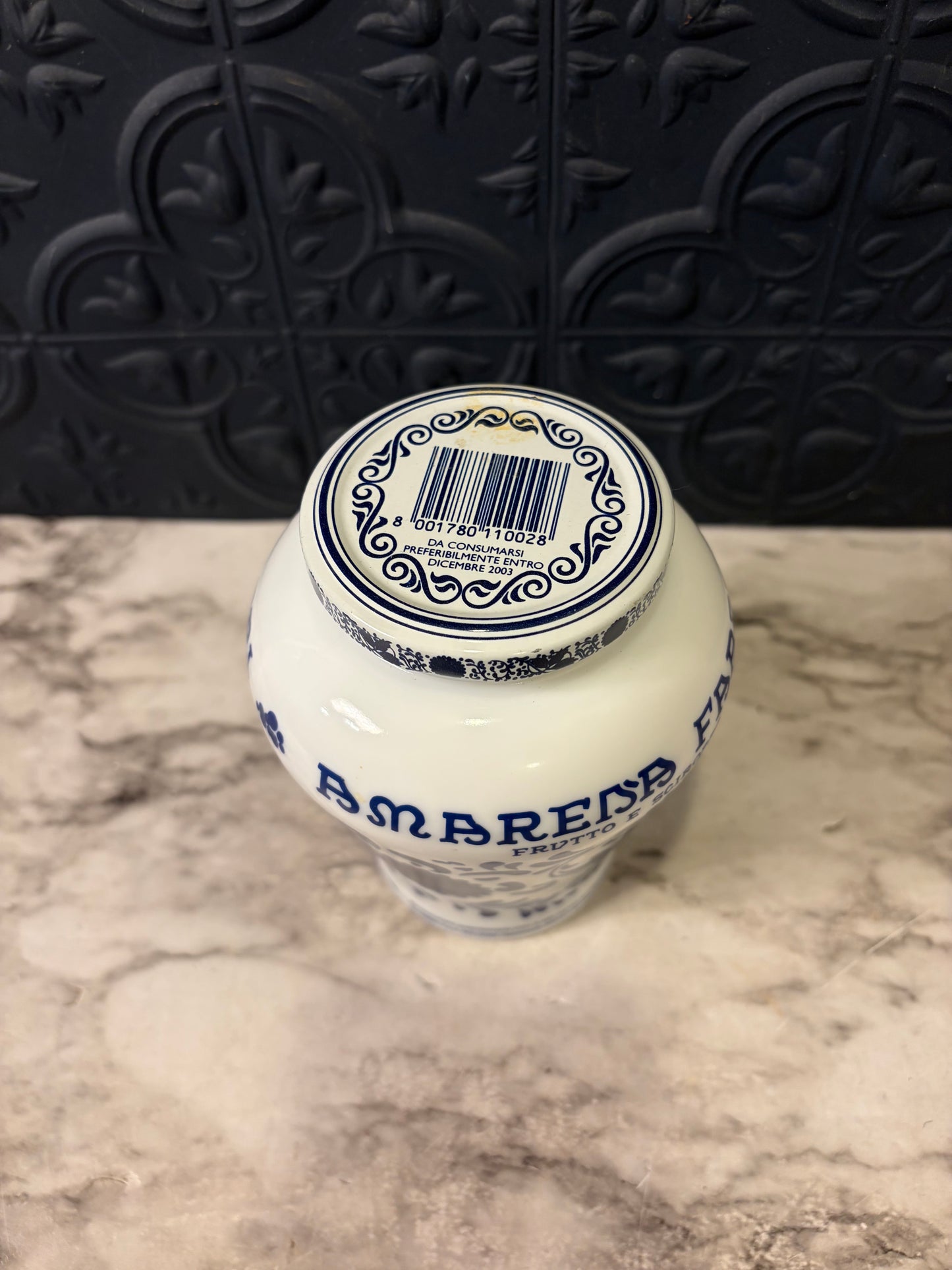 Blue and White Fruit Jar