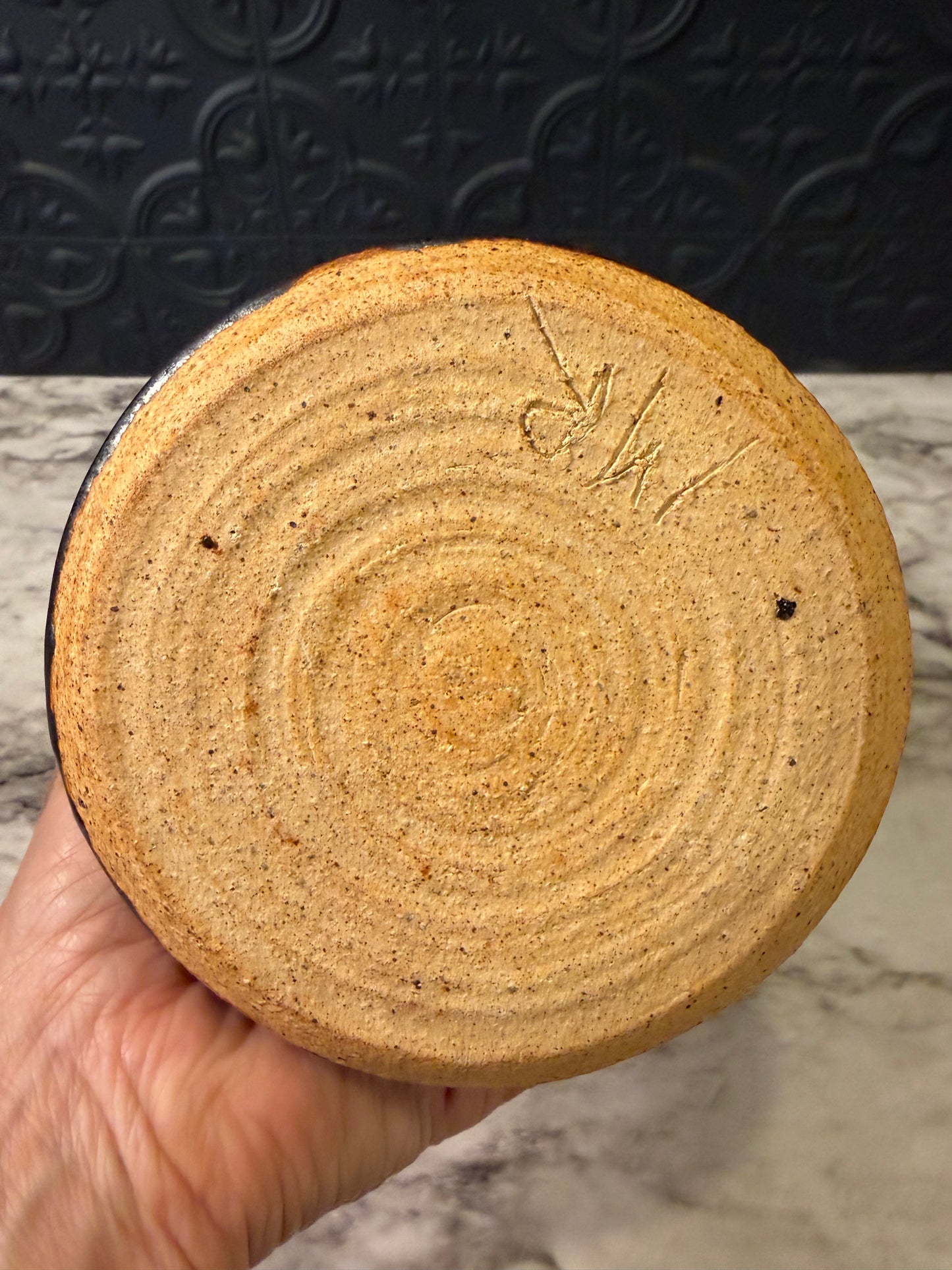 Studio Pottery Two Tone Brown and Tan