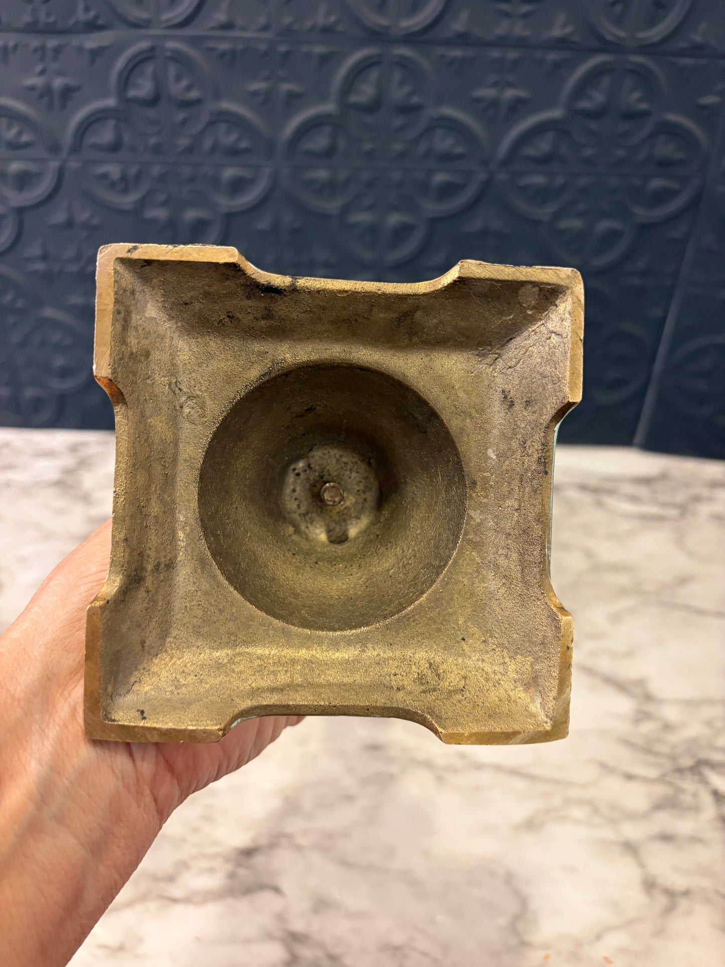 Brass Candle Holder with Black Shaft and Cup
