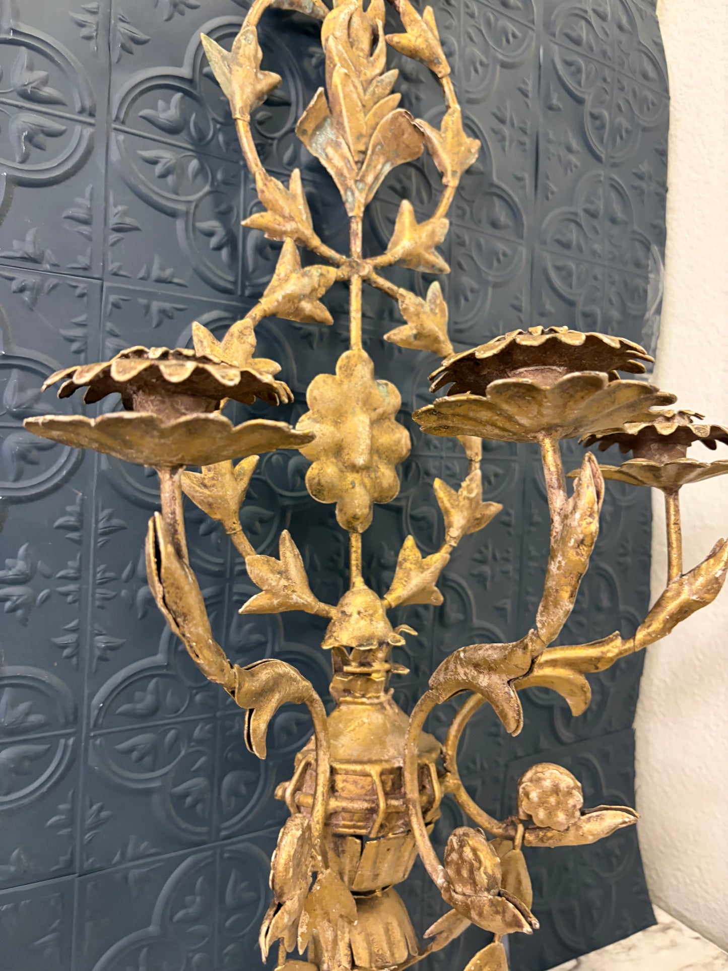 French Style gold Metal Wall Sconce 36"