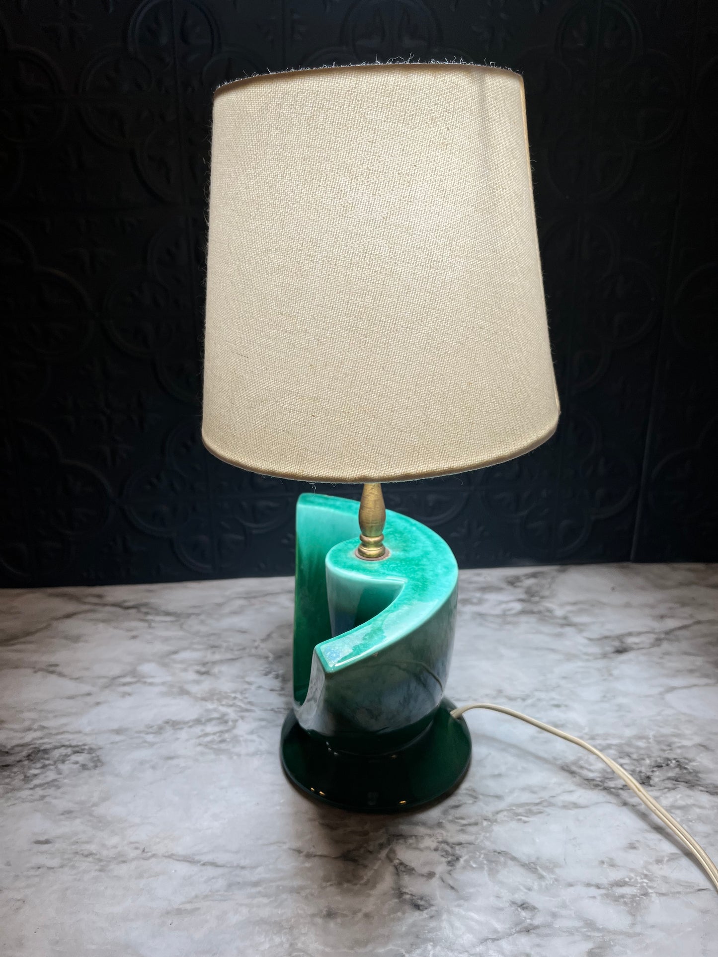 Mid Century Green Ceramic Lamp