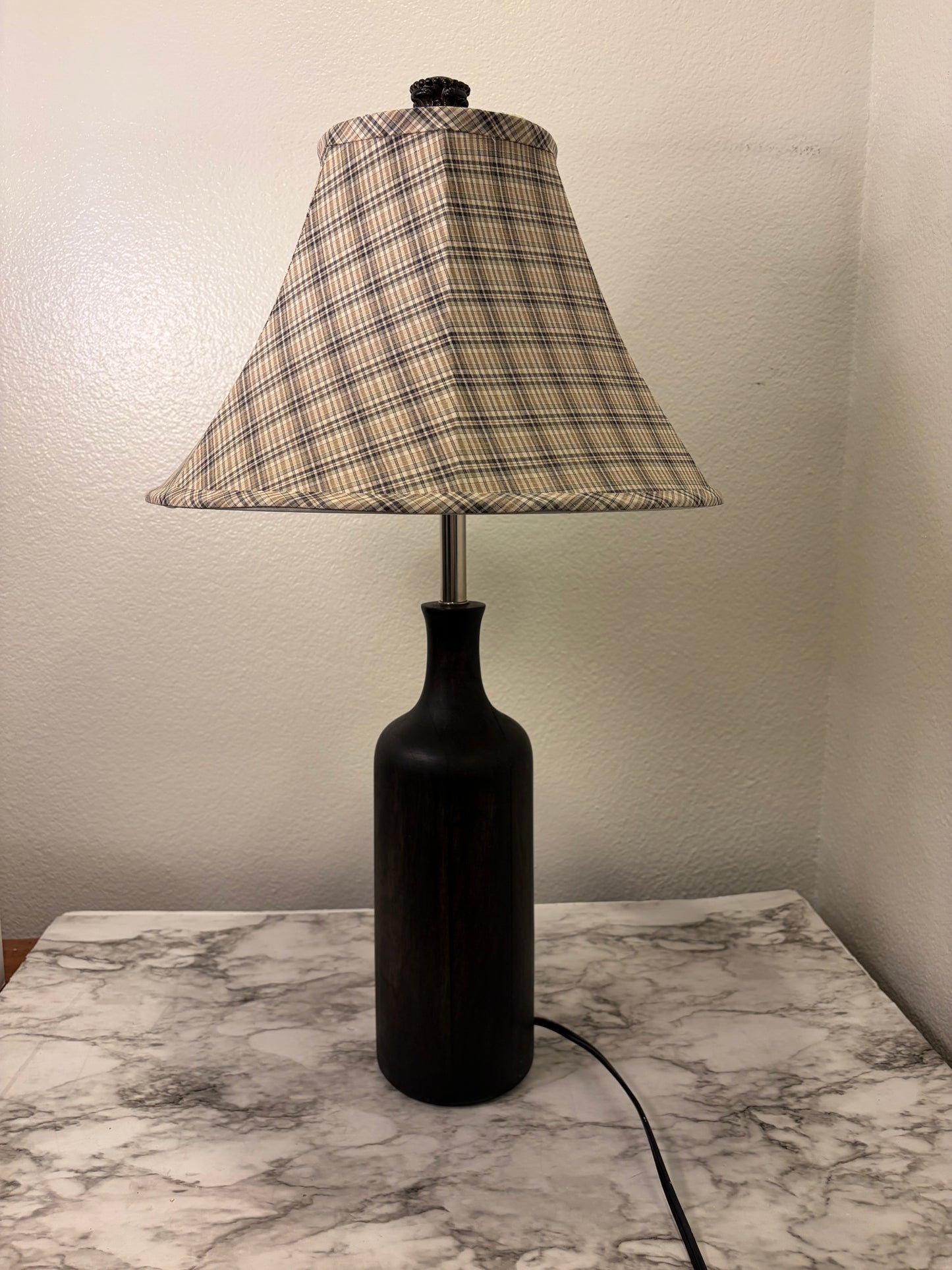 Bottle Shape Lamp with Plaid Shade