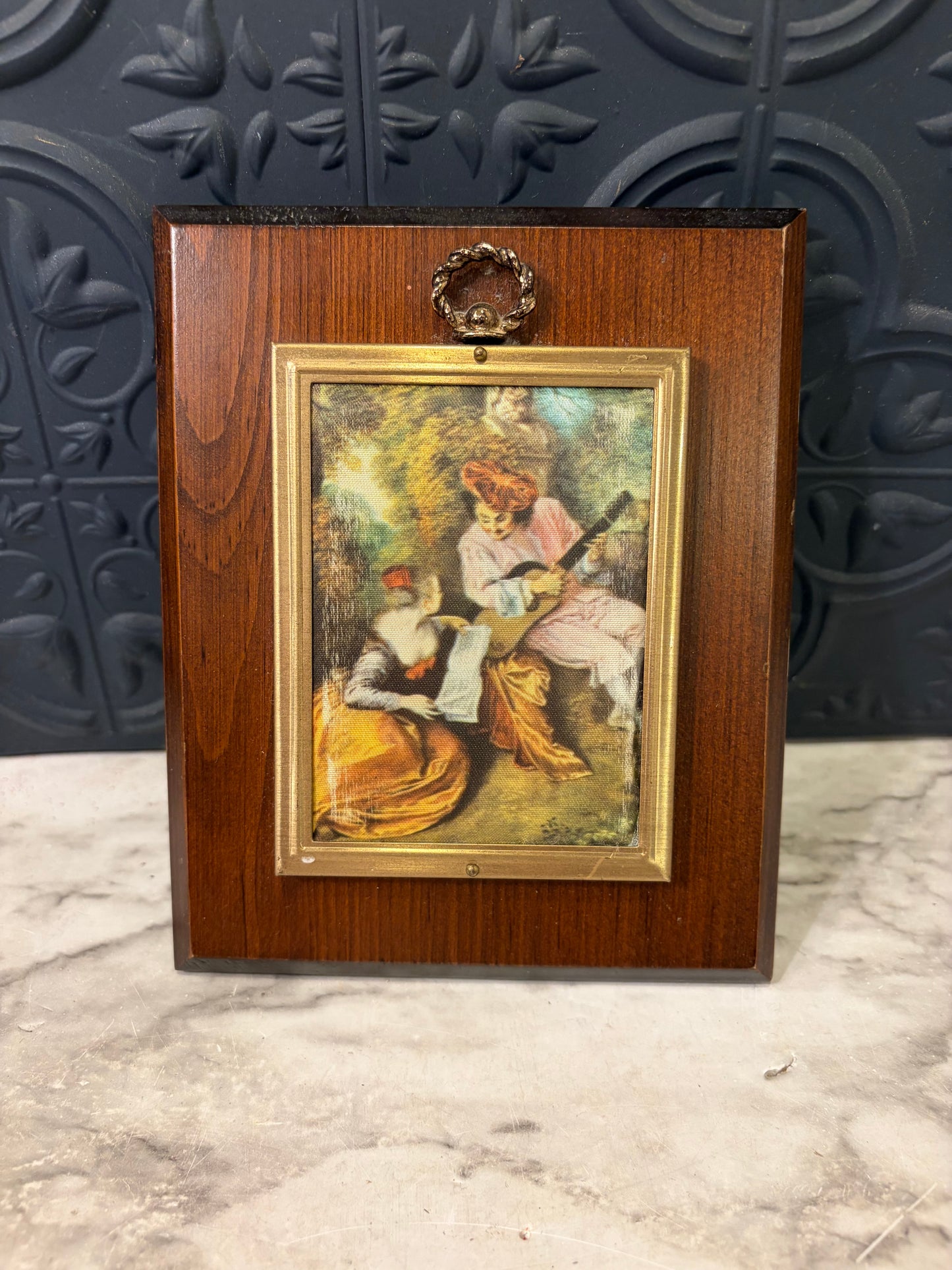 Small Silk Tapestry Framed on Wood The scale of love
