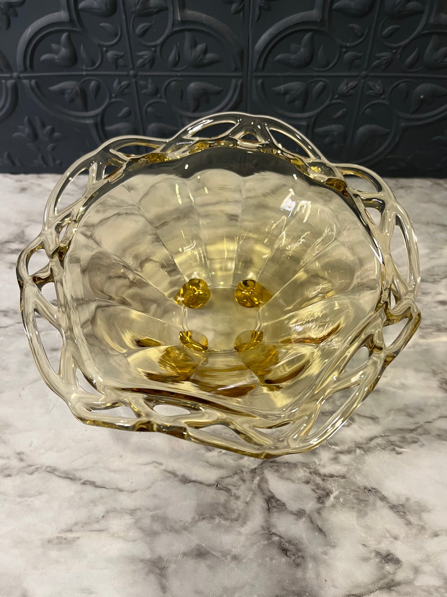 Fostoria Yellow glass footed candy dish