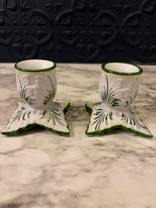 Portugese Hand Painted Candle Holders x2