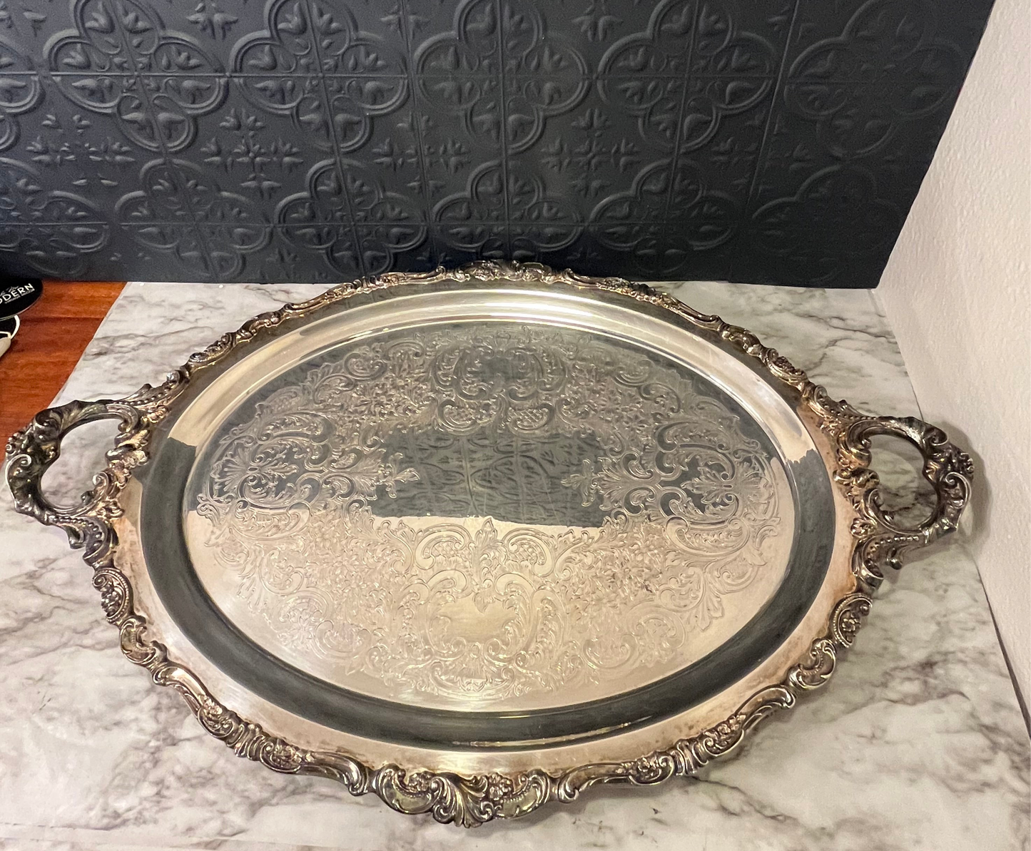 Baroque Silver Plate Tray by Wallace Large