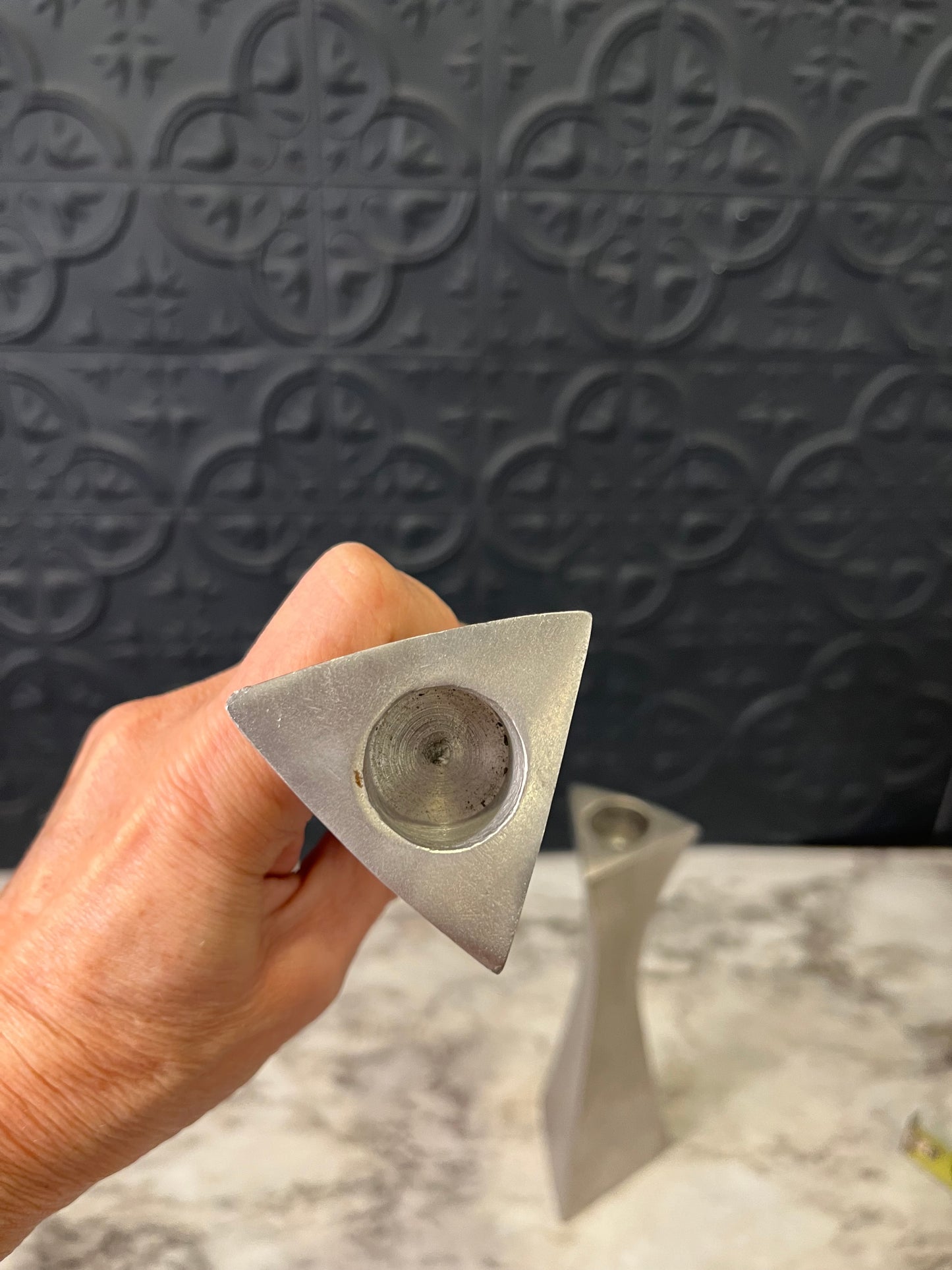 Aluminum Tri Corner Candle Holders x 2