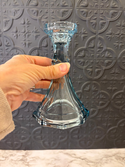 Smokey Blue Glass Candle Holder