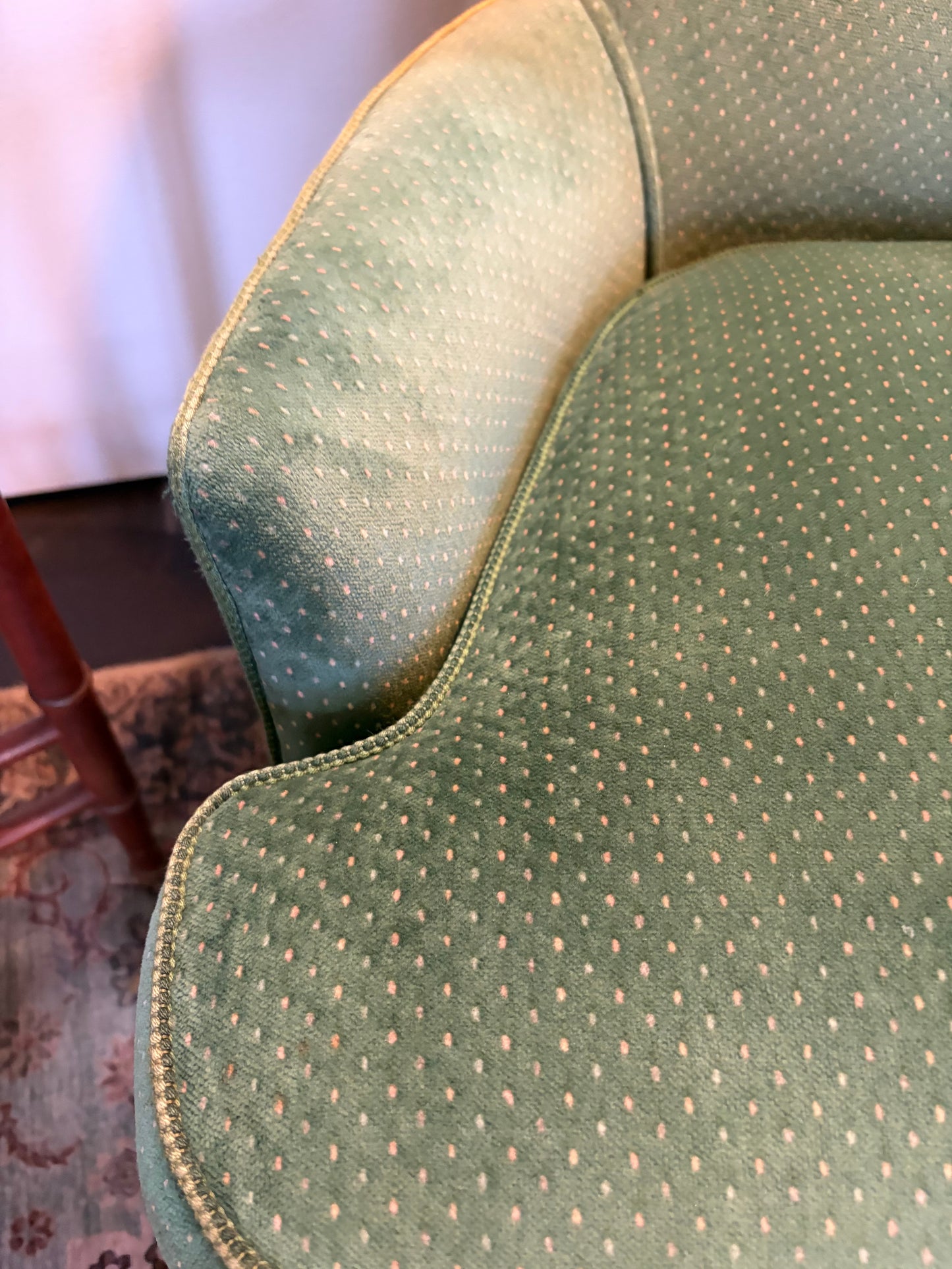 Green Arm Chair with Piping