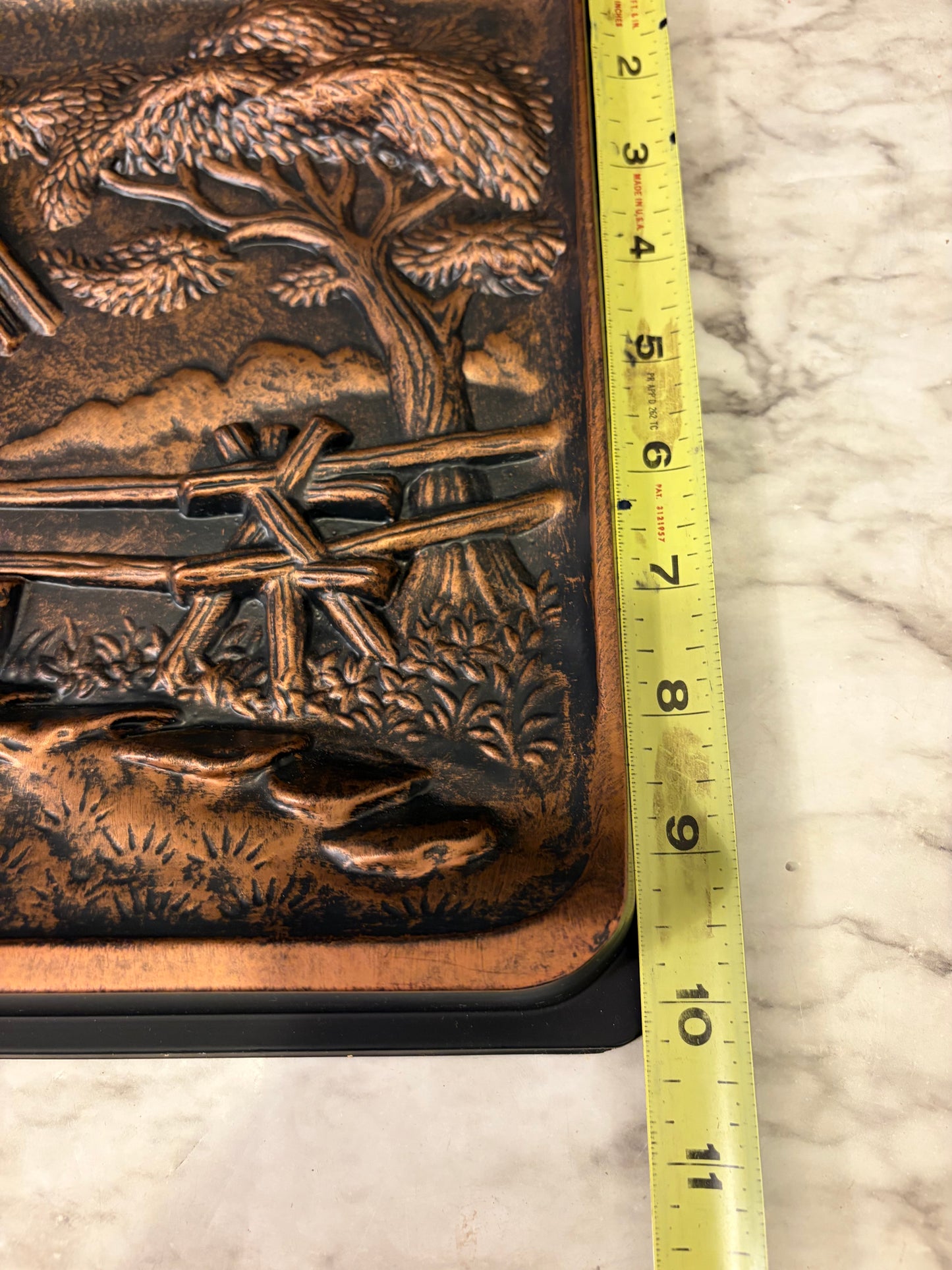 Vintage 3D Relief Wall Plaque with Well
