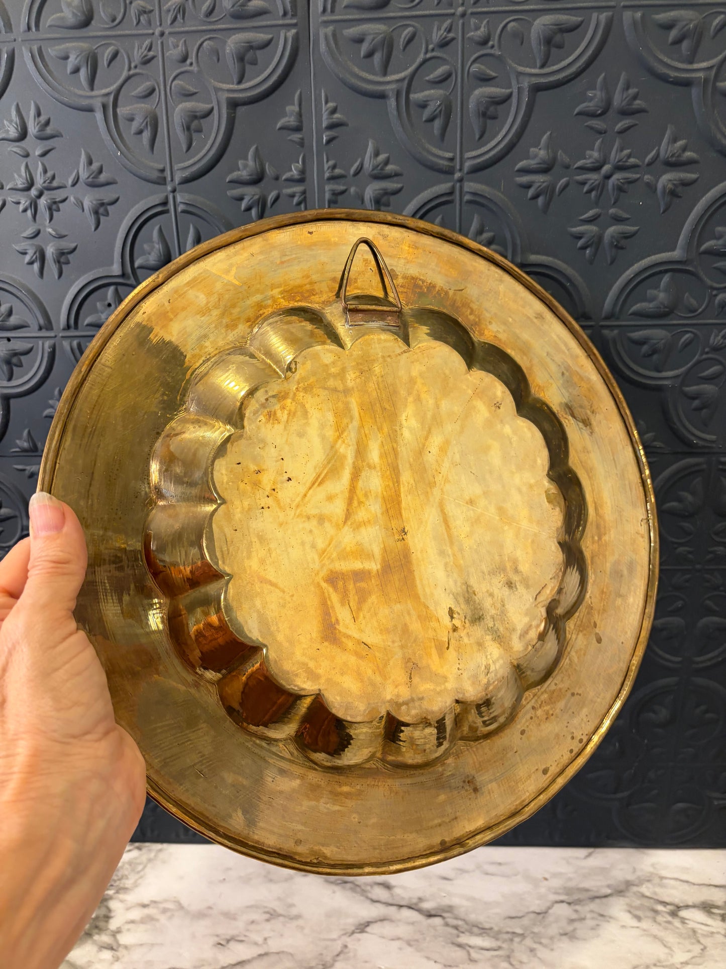 Brass Etched Wall Plate with Scallop Detail