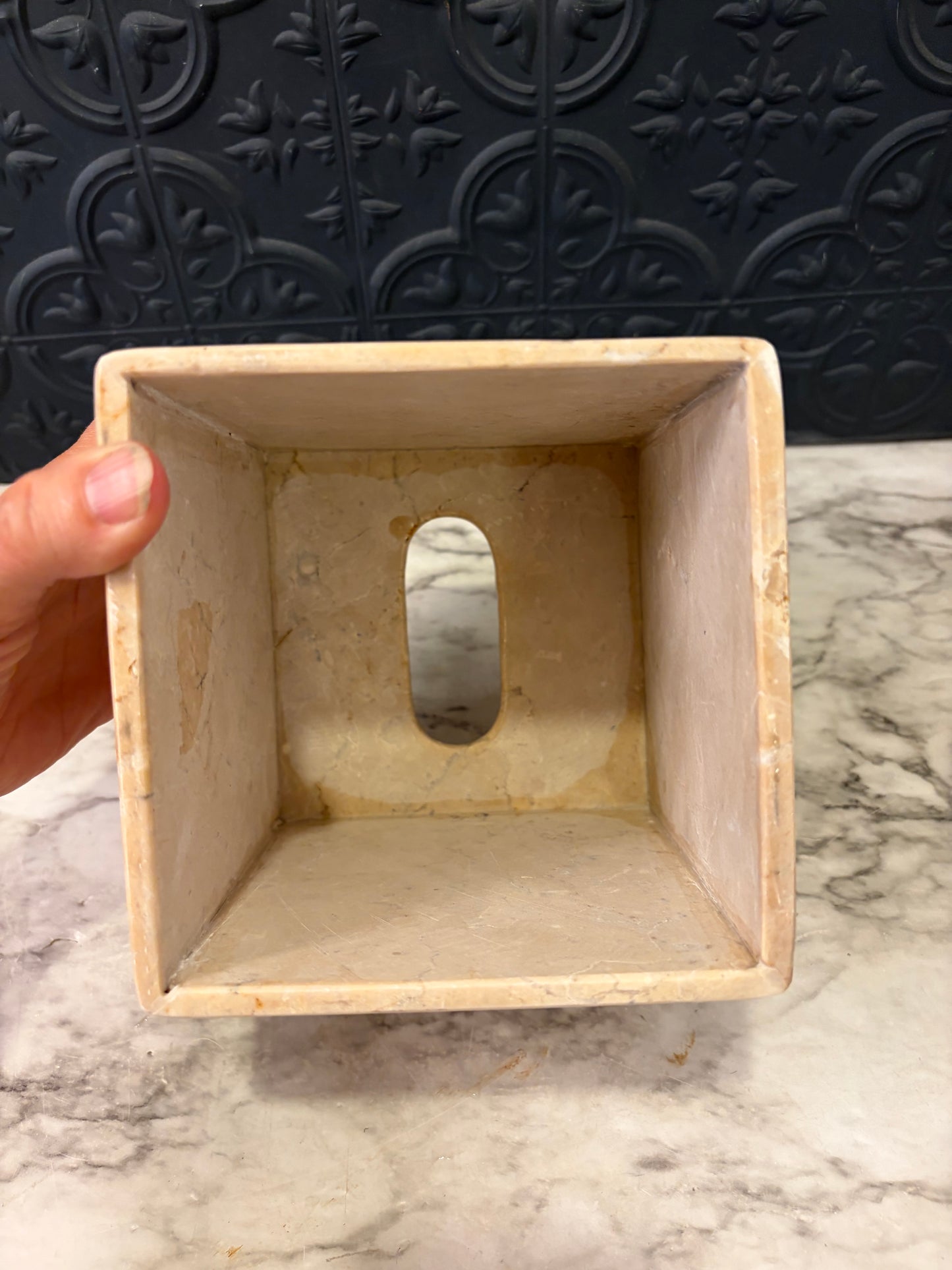 Beige Stone Tissue Box Cover