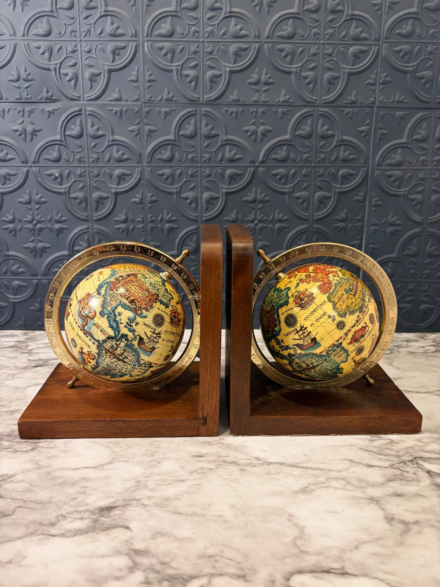 Set of Globe Bookends from Japan