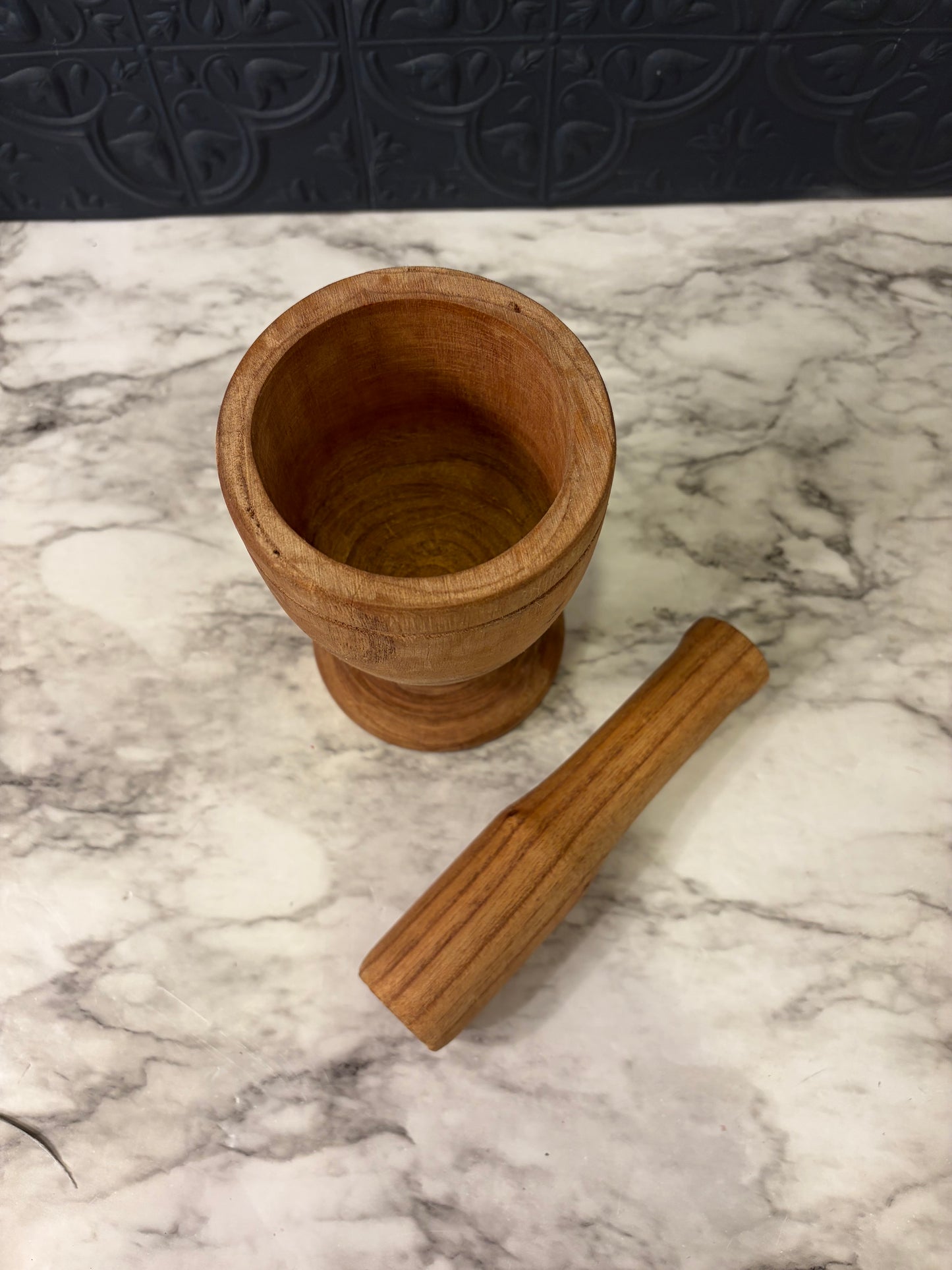 Hand Carved Wood Mortar and Pestle