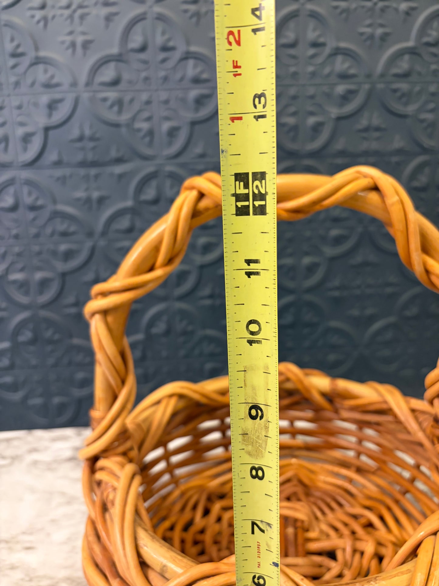 Wicker Gathering Basket with Zig Zags