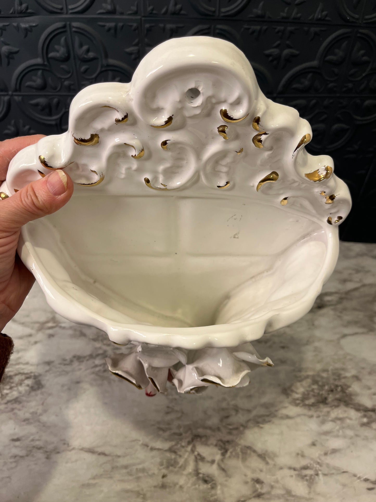 Porcelain Floral Wall Vase by Capodimonte