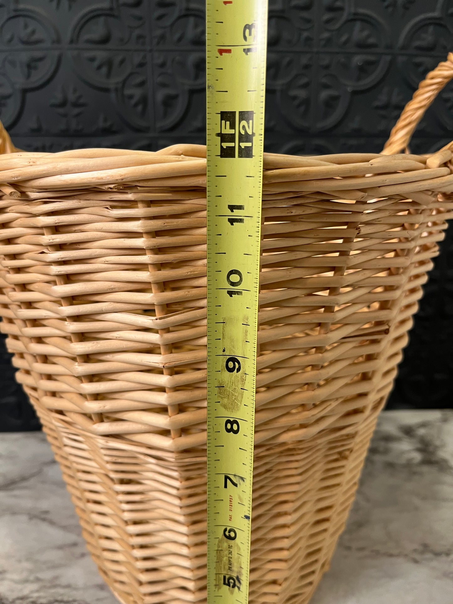 Tall Light Wicker Basket with Handles