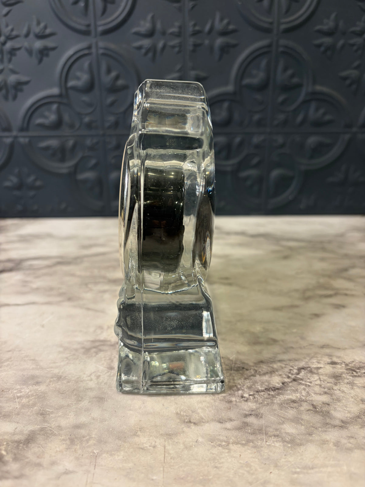 Vintage Elgin Etched Floral Glass Clock