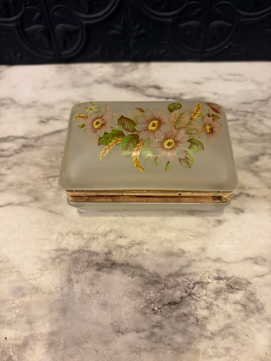 Frosted Trinket Dish with floral Top
