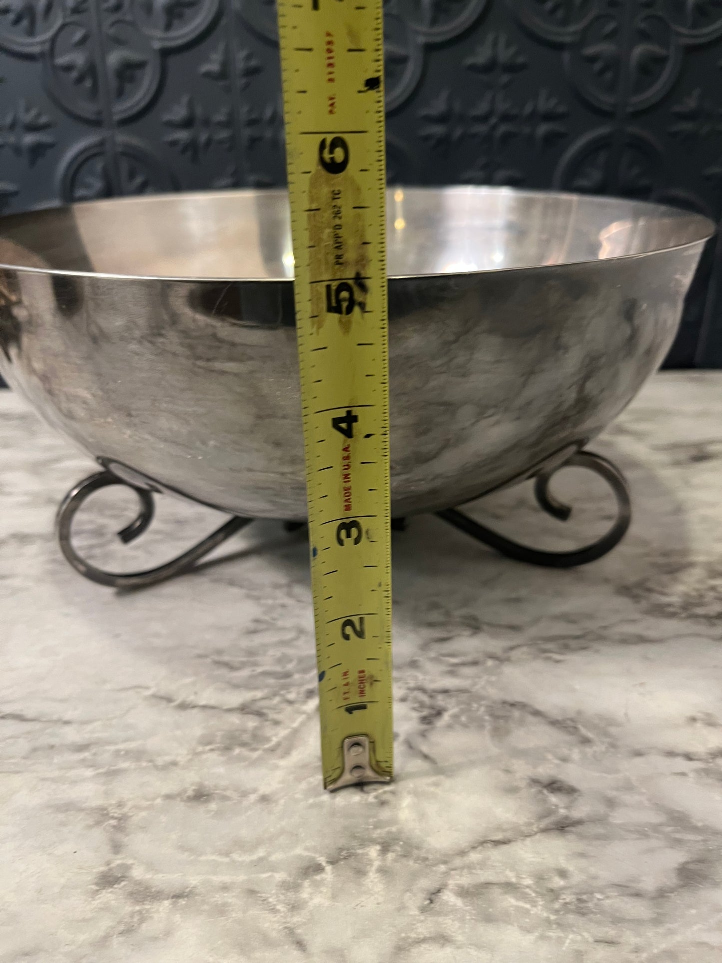 Silver Plate Bowl with Scroll Feet