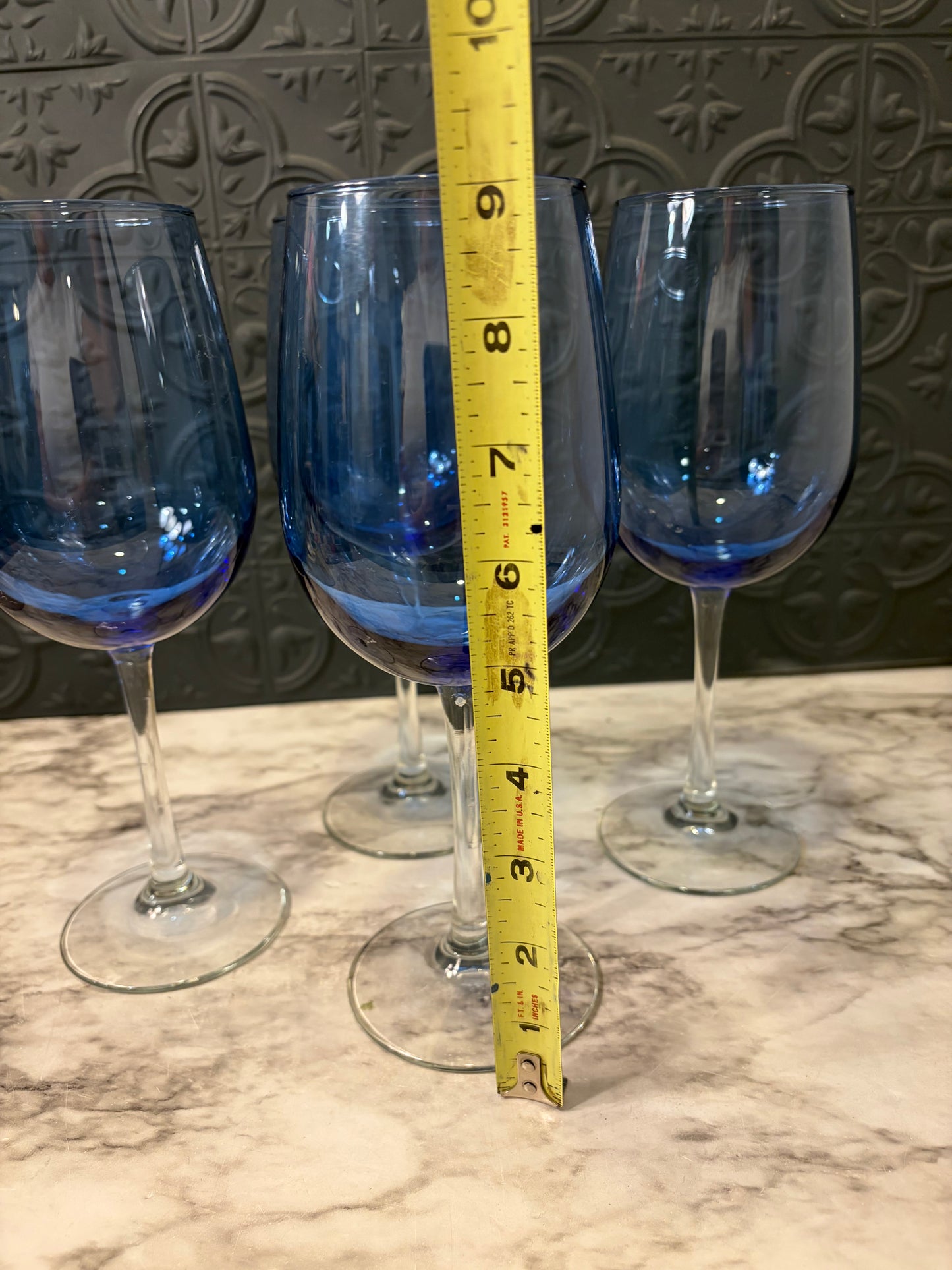 Cobalt Goblet with Clear Stem Set of 4