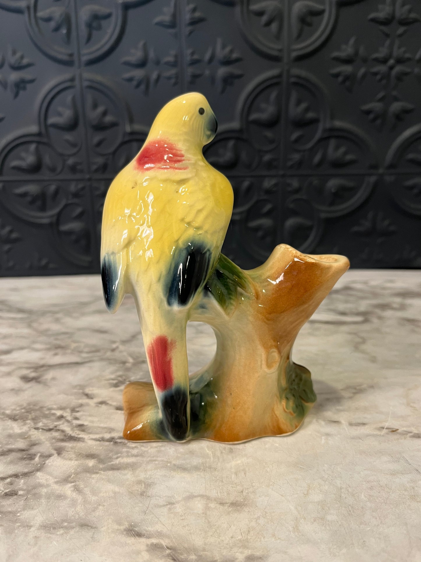 Royal Copley Yellow parrot vase