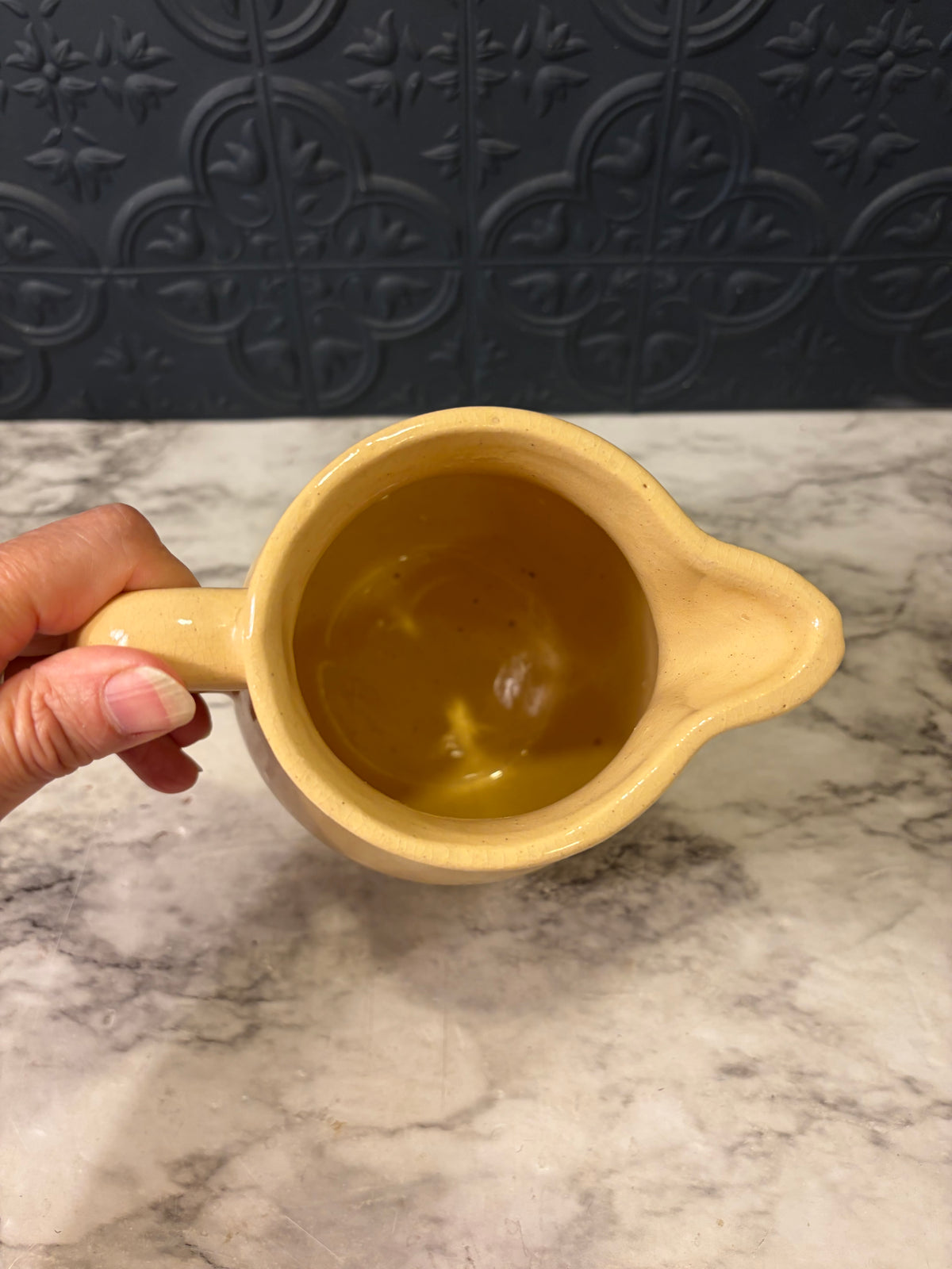 Yellow Glazed Stoneware Pitcher Small