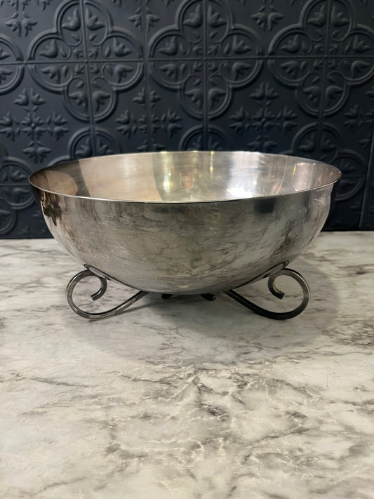 Silver Plate Bowl with Scroll Feet