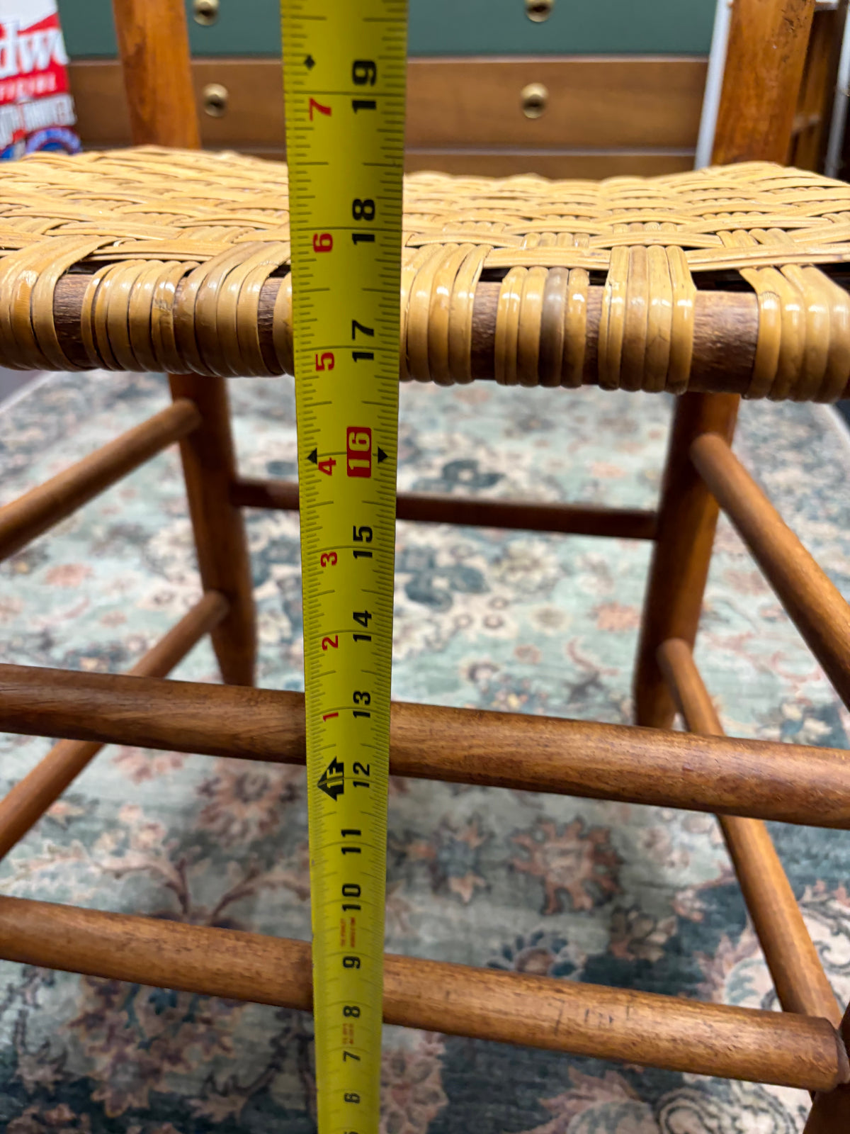 Small Ladder Back Wood Chair with Woven Seat