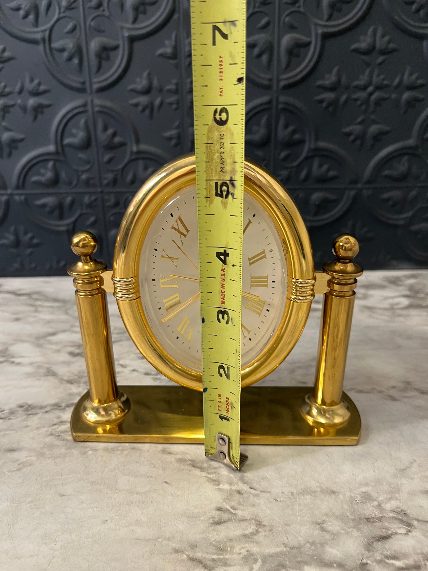 Brass Oval Linden Desktop Clock