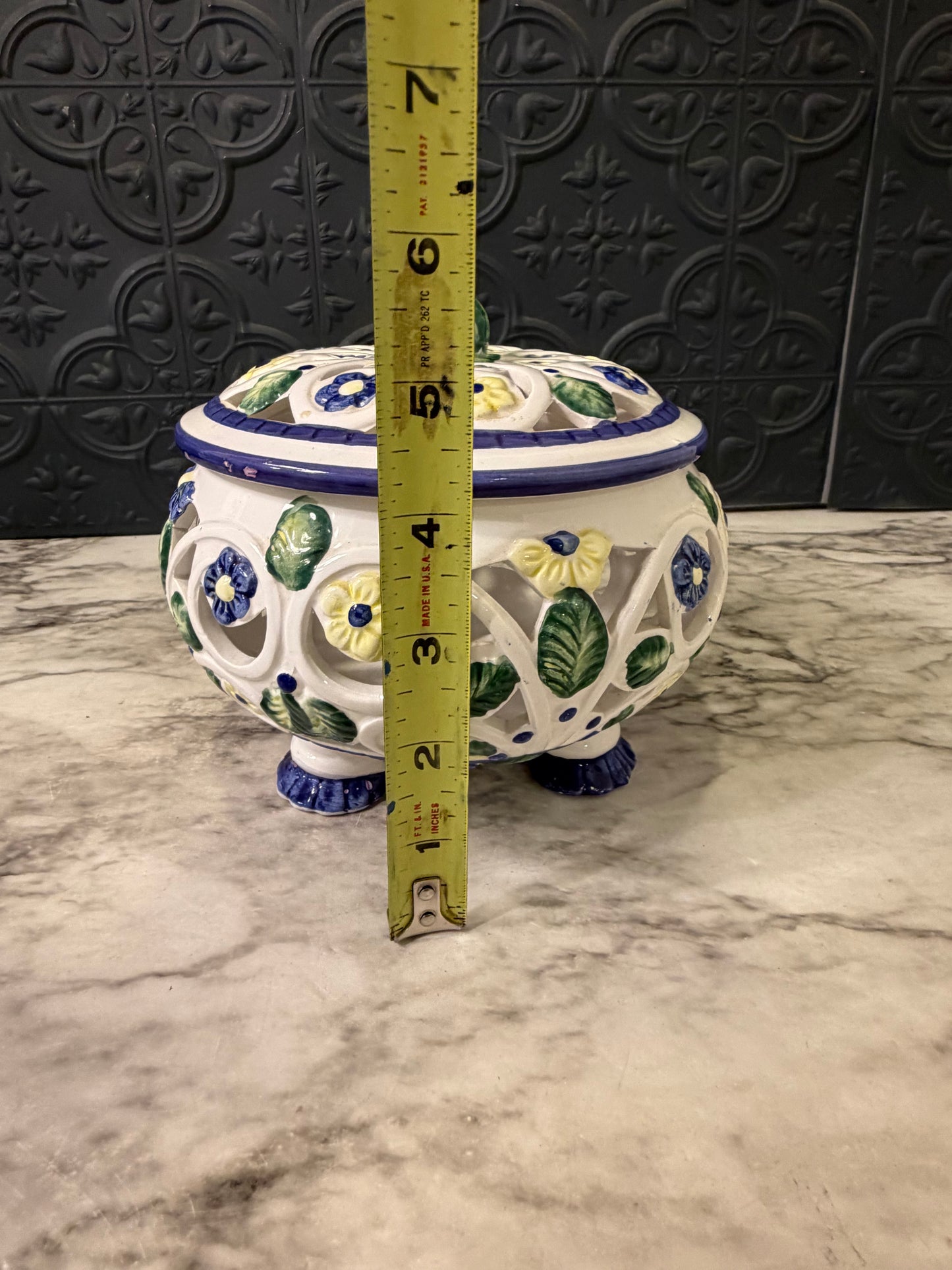 WBI Ceramic Painted Dish with Cutouts