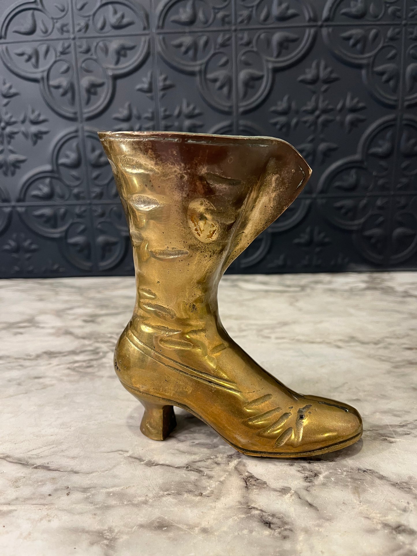 Cast Brass Shoe Vase Small
