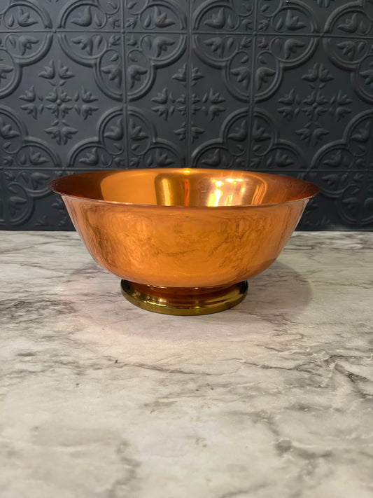 Copper Pedestal Bowl with Brass Base